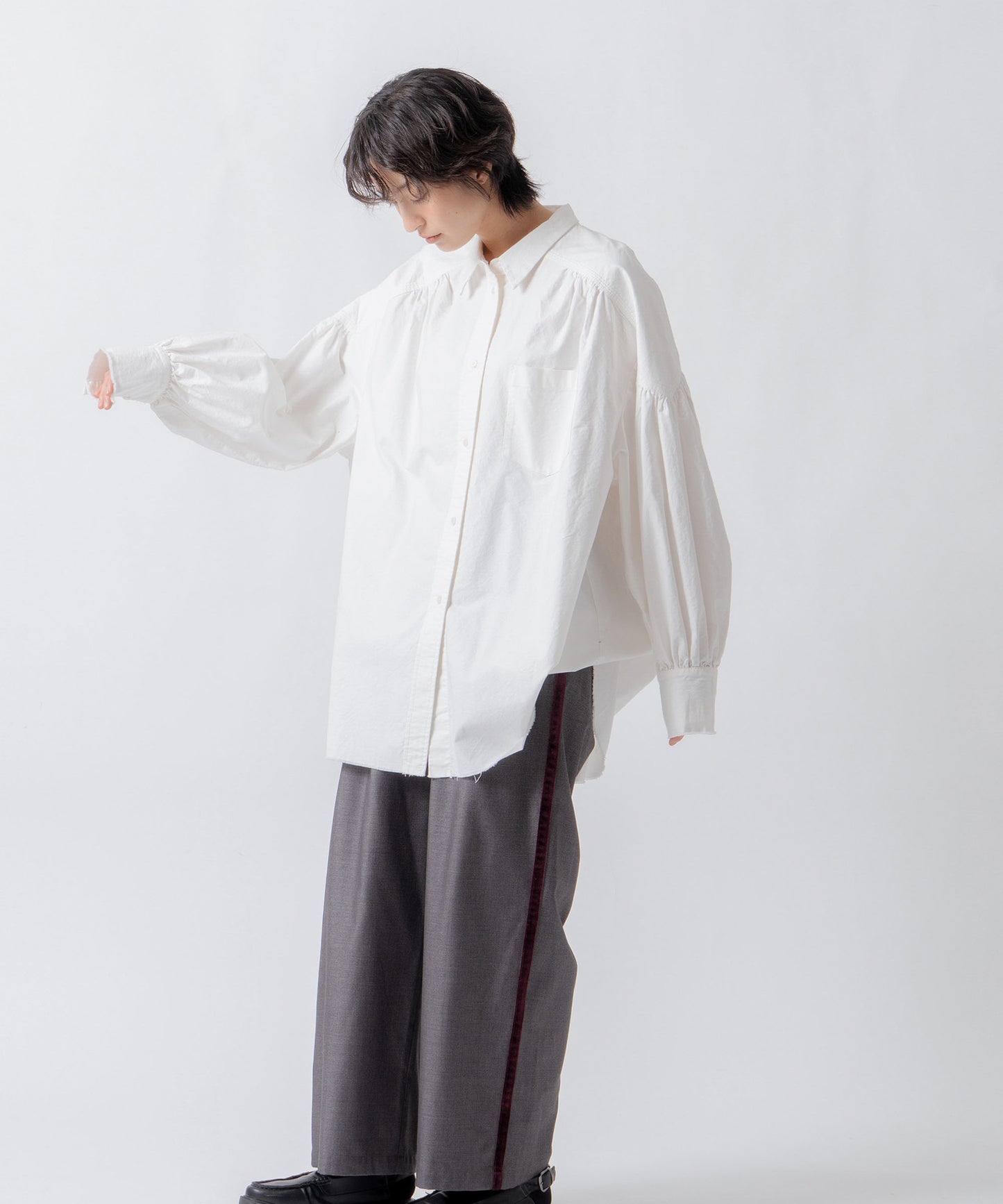 oxford volume blouse / WHT26FBL4103