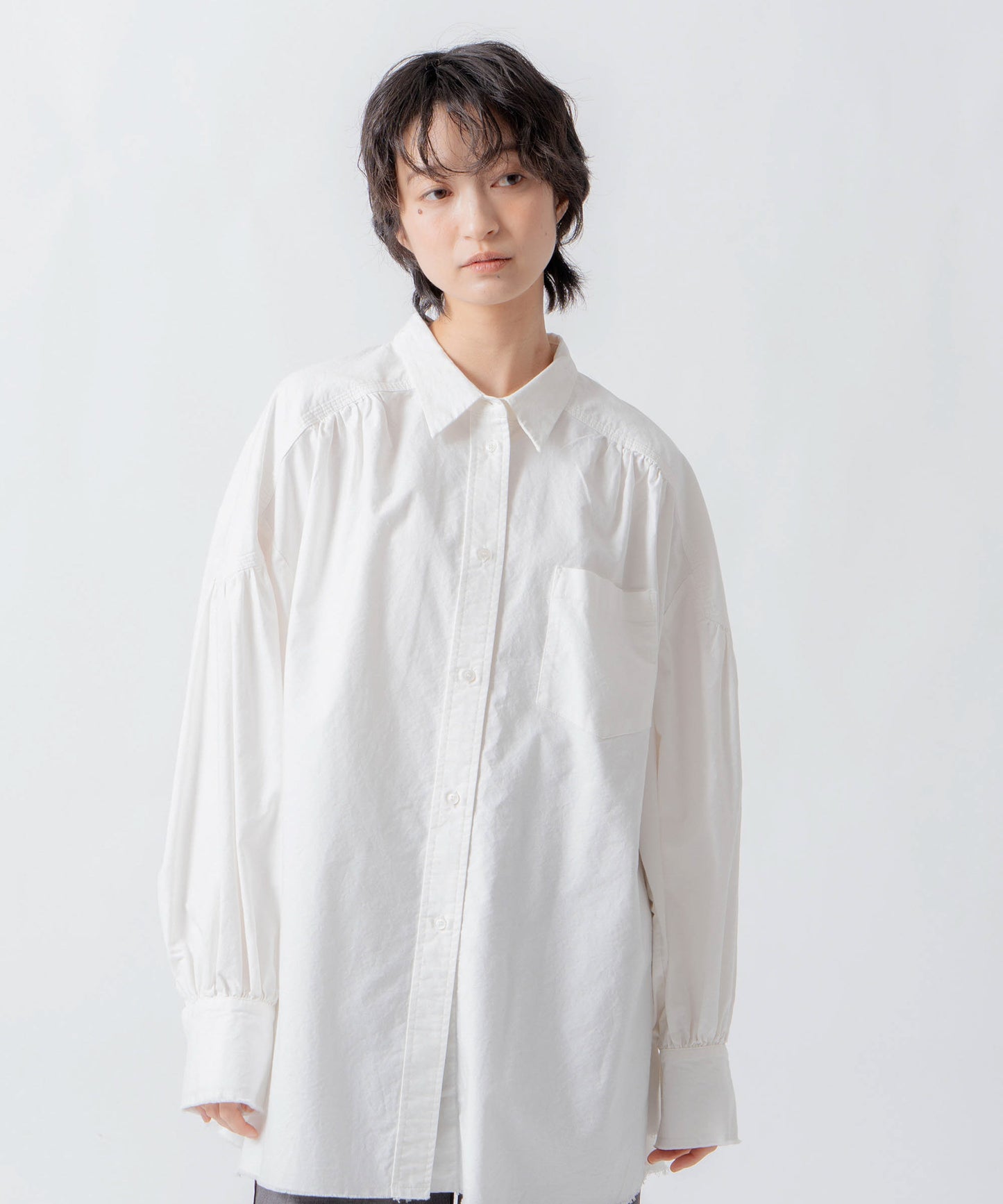 oxford volume blouse / WHT26FBL4103