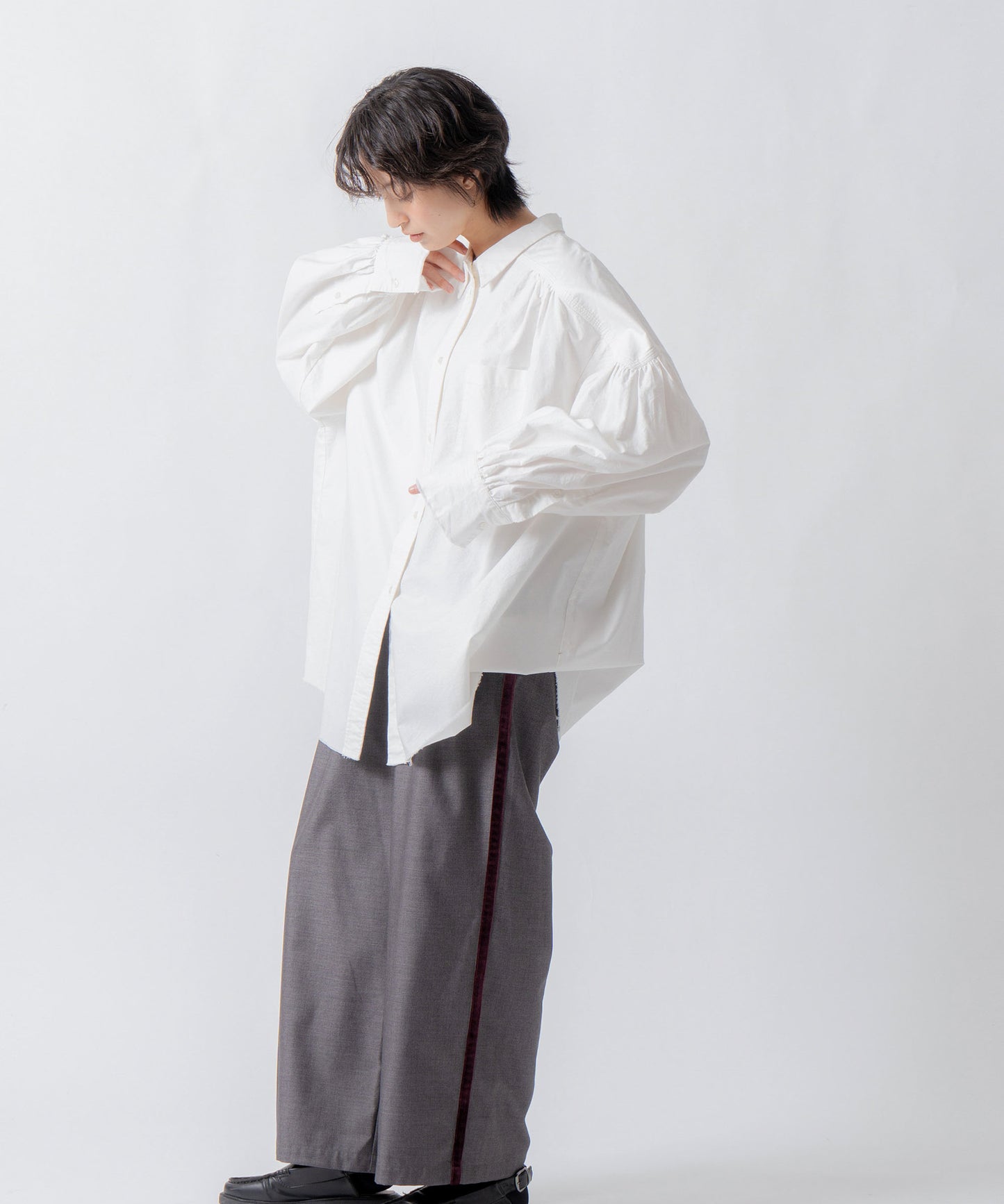 oxford volume blouse / WHT26FBL4103