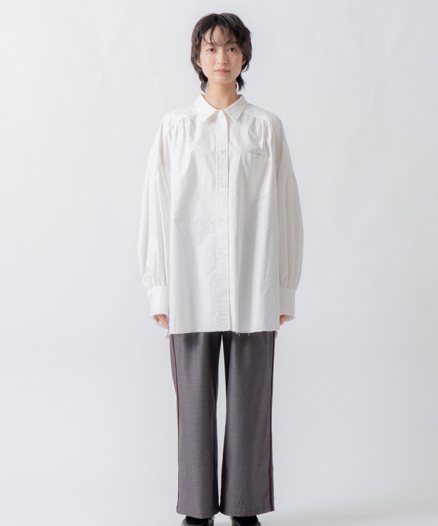 oxford volume blouse / WHT26FBL4103