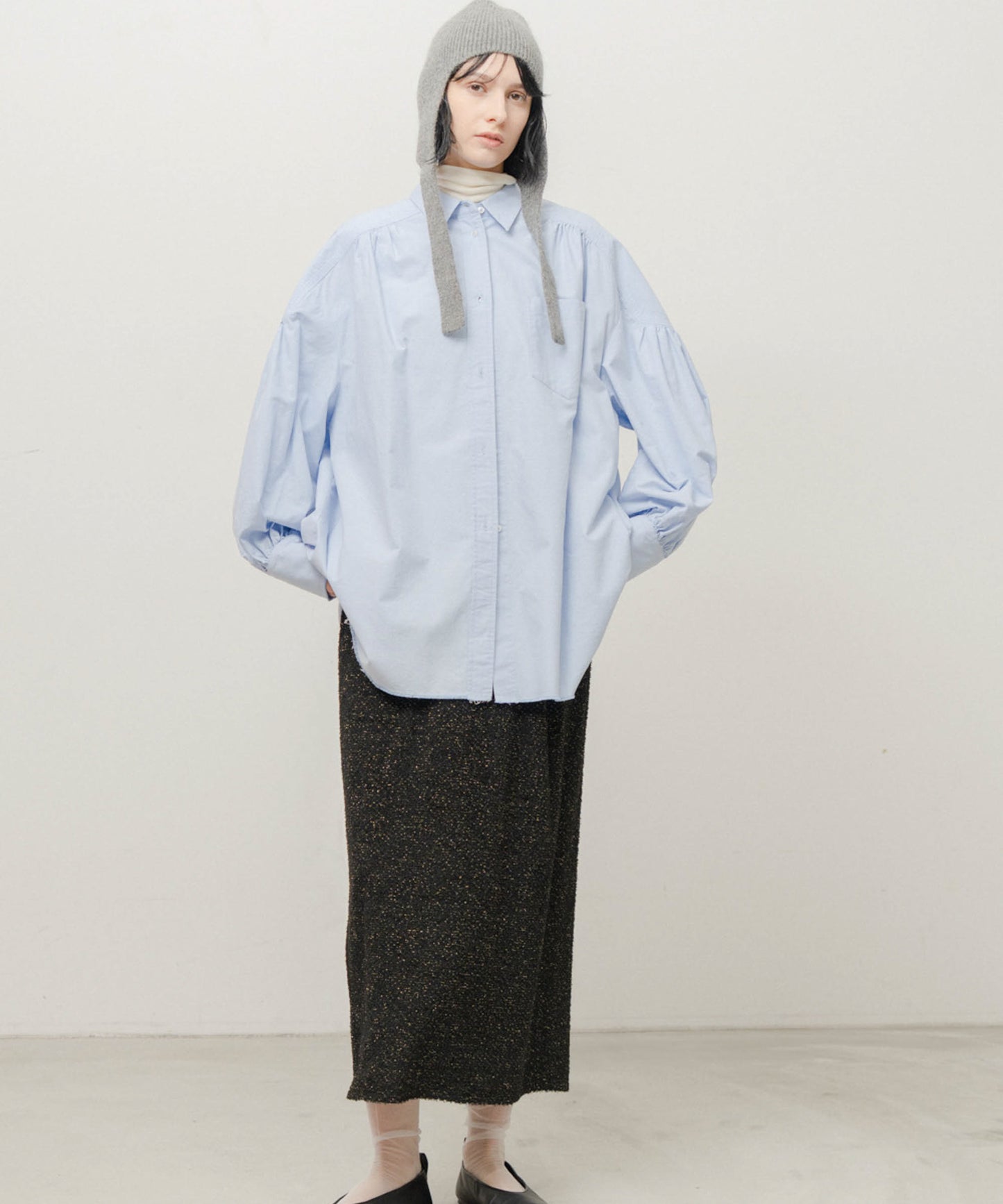 oxford volume blouse / WHT26FBL4103
