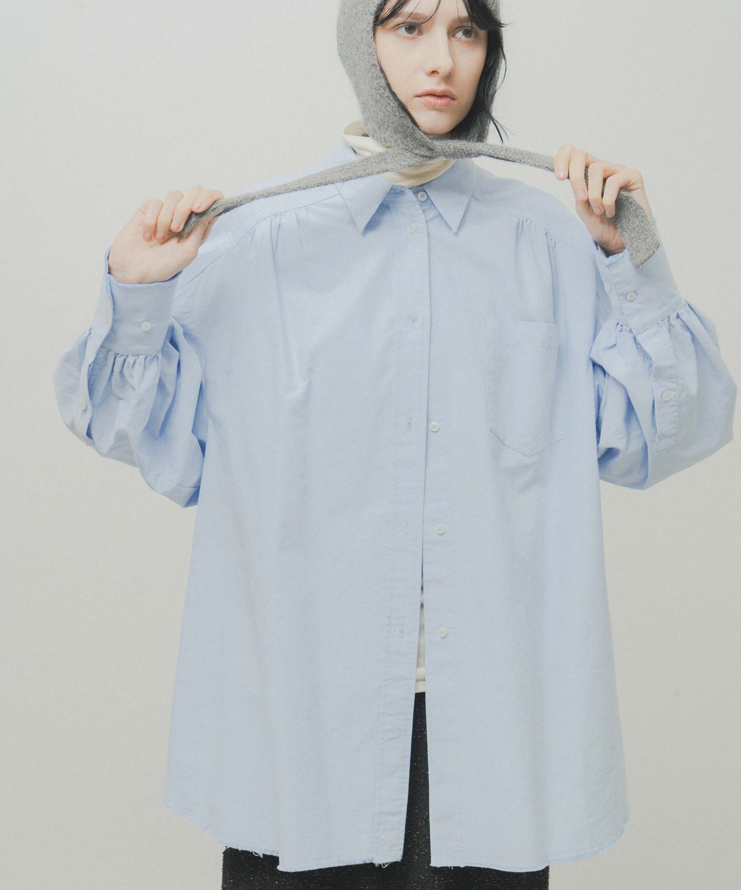 oxford volume blouse / WHT26FBL4103