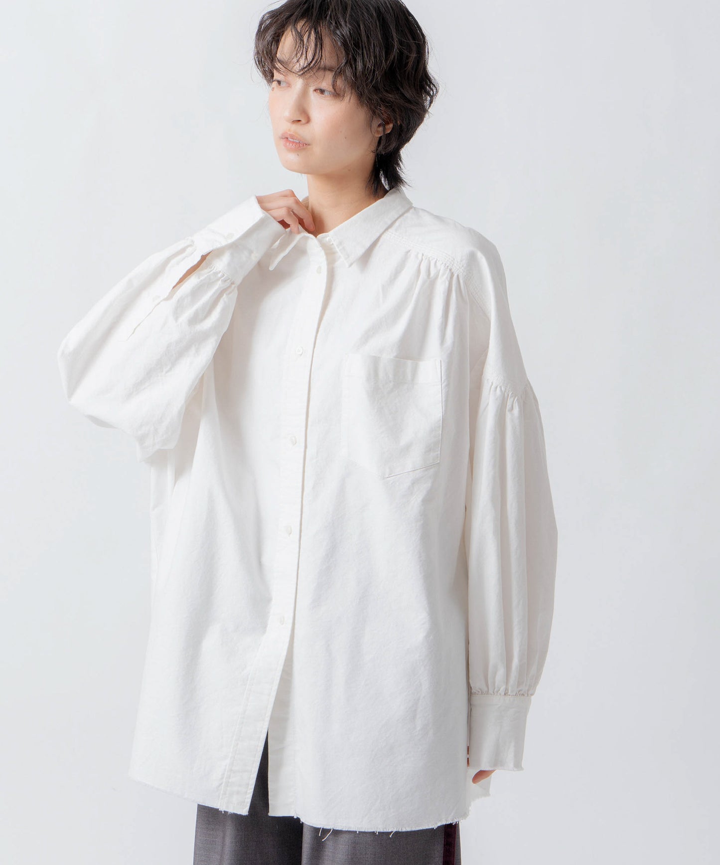oxford volume blouse / WHT26FBL4103