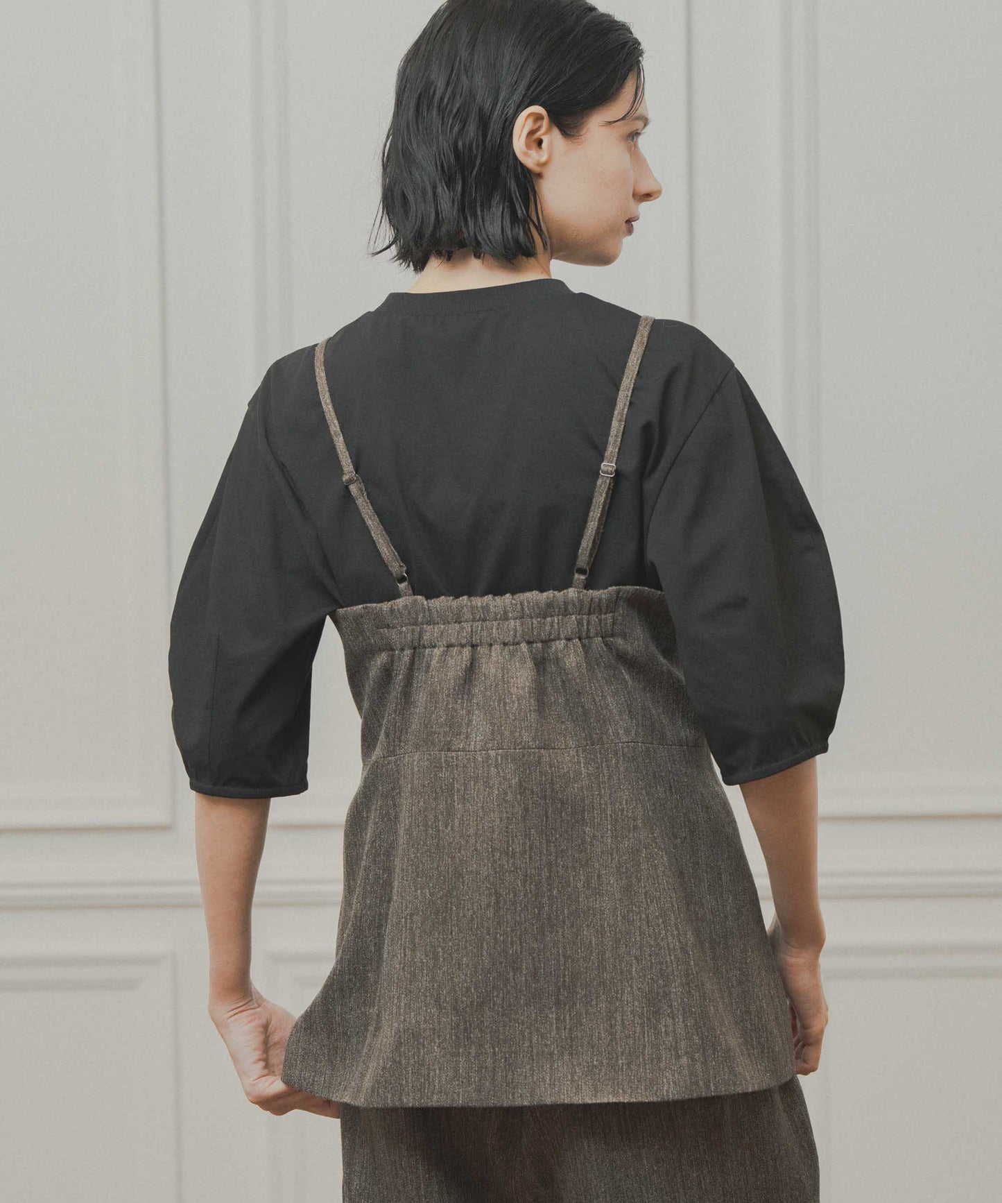 tweed satin bustier / WHT26FBL4105