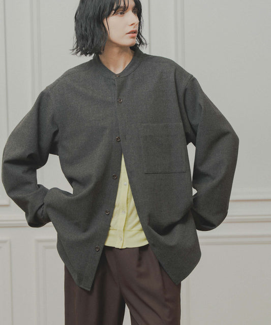 band collar shirt / WHT26FBL4107