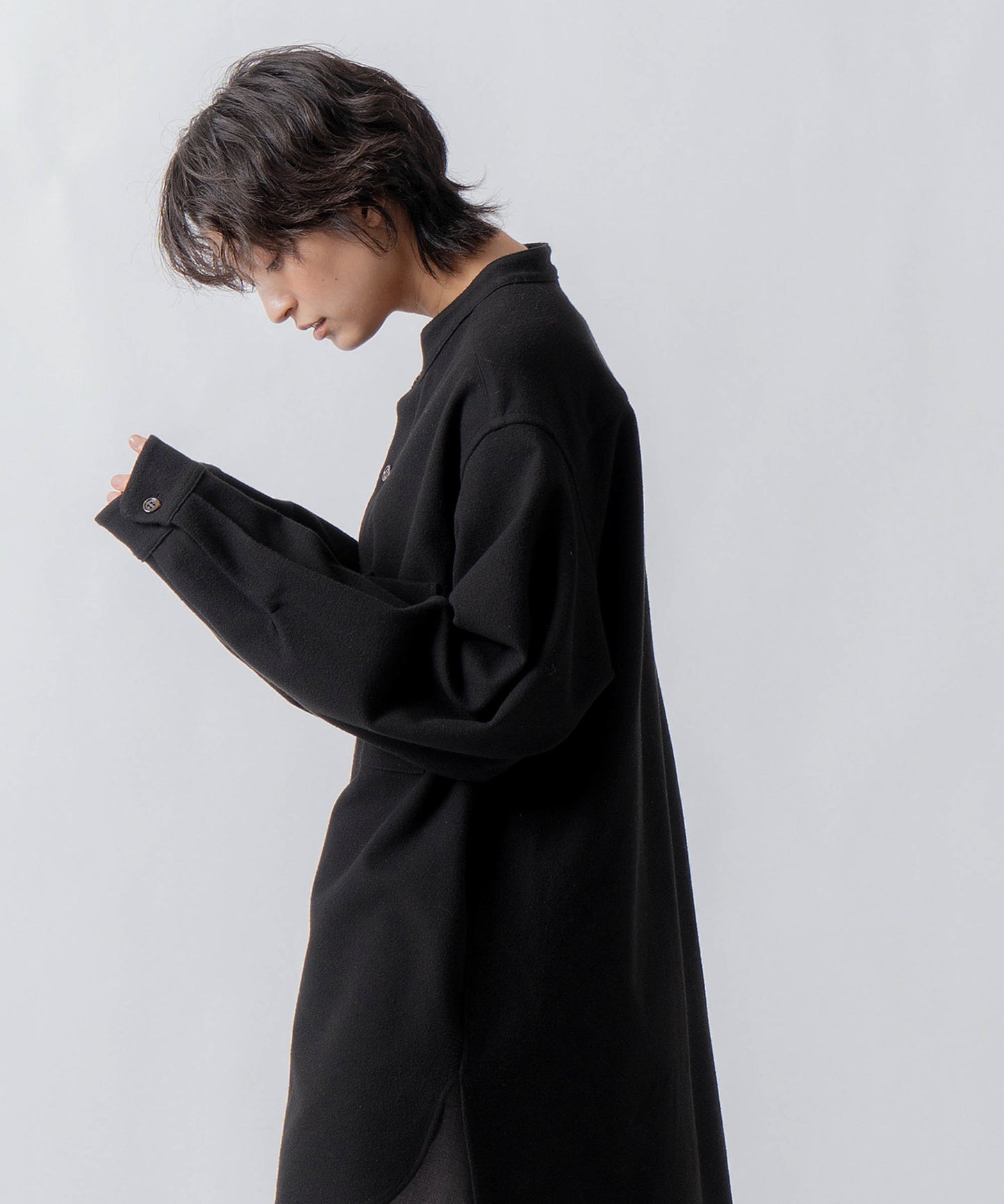 band collar shirt / WHT26FBL4107