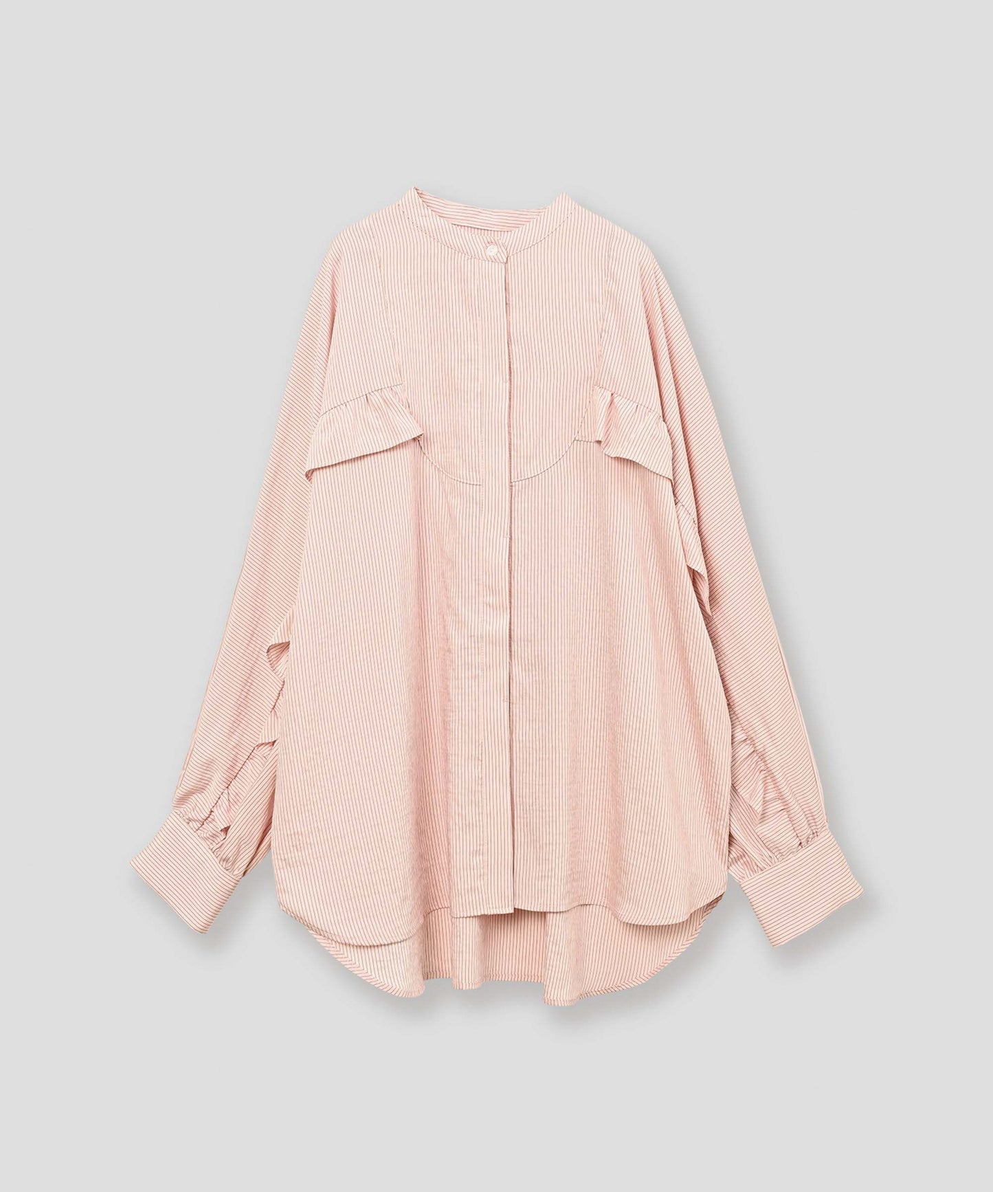 curve frill stripe blouse / WHT26FBL4109