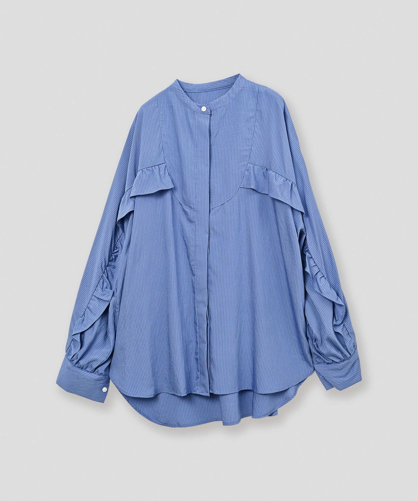 curve frill stripe blouse / WHT26FBL4109