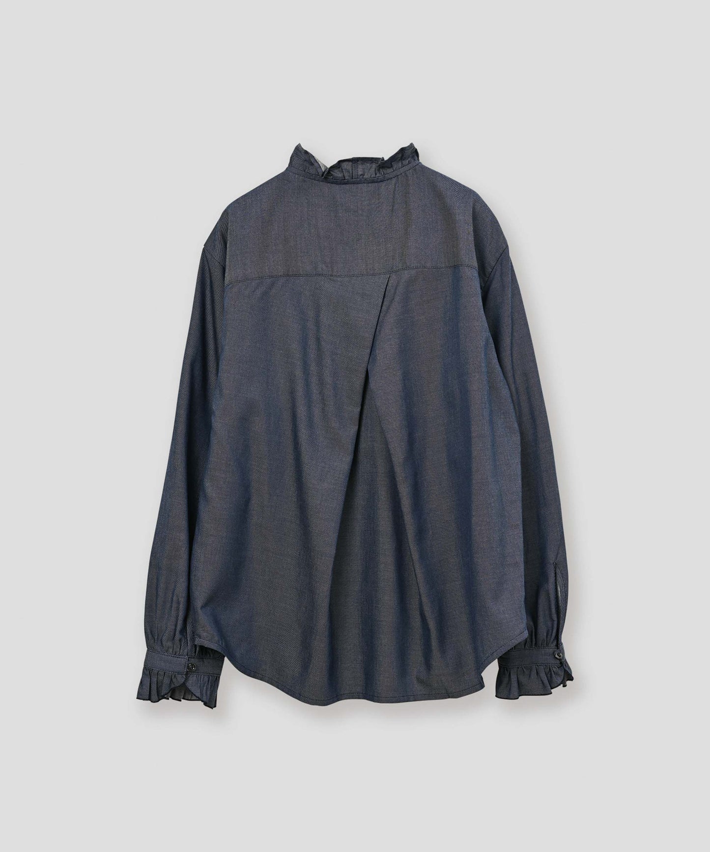 denim frill blouse / WHT26FBL4110