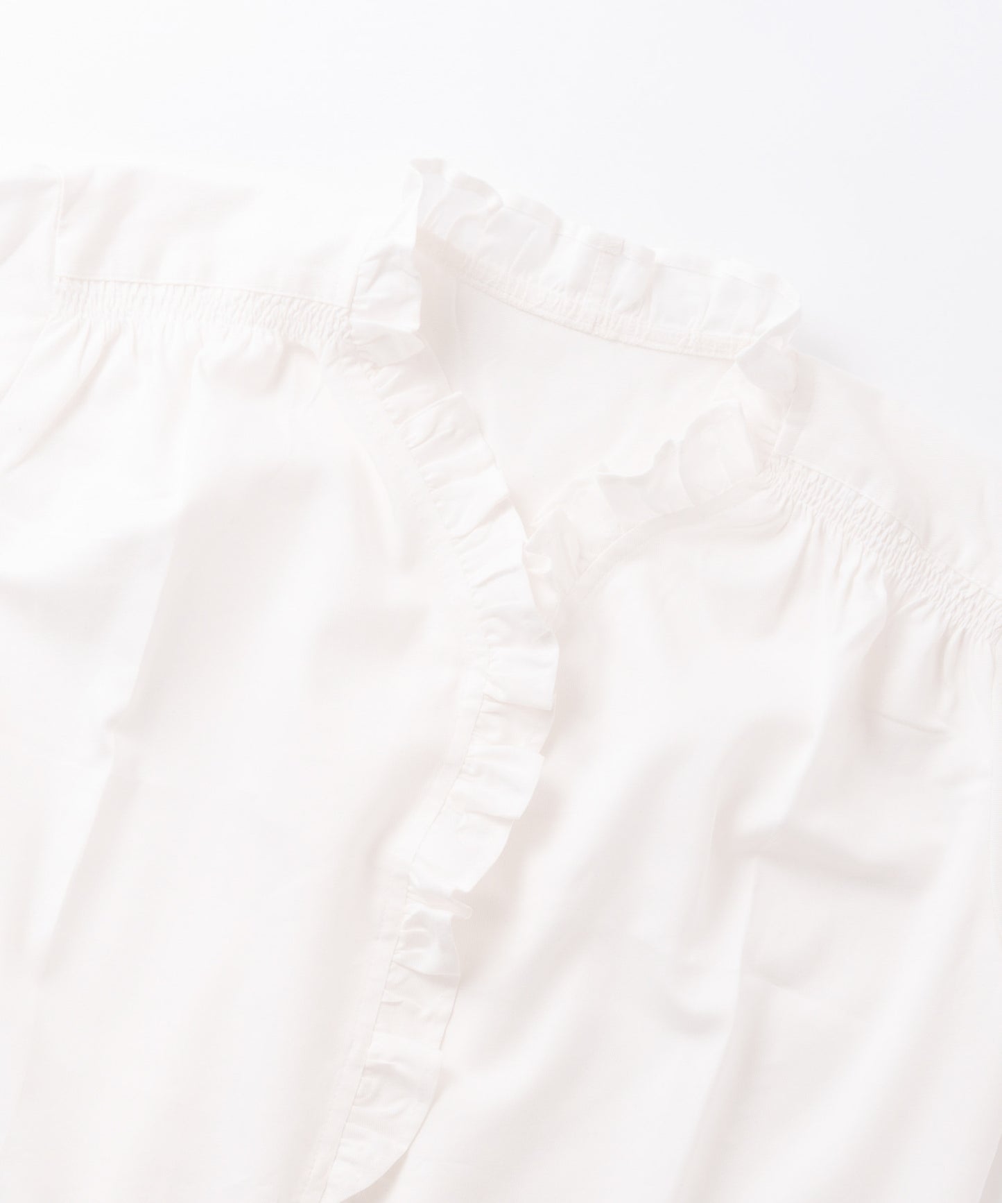 denim frill blouse / WHT26FBL4110