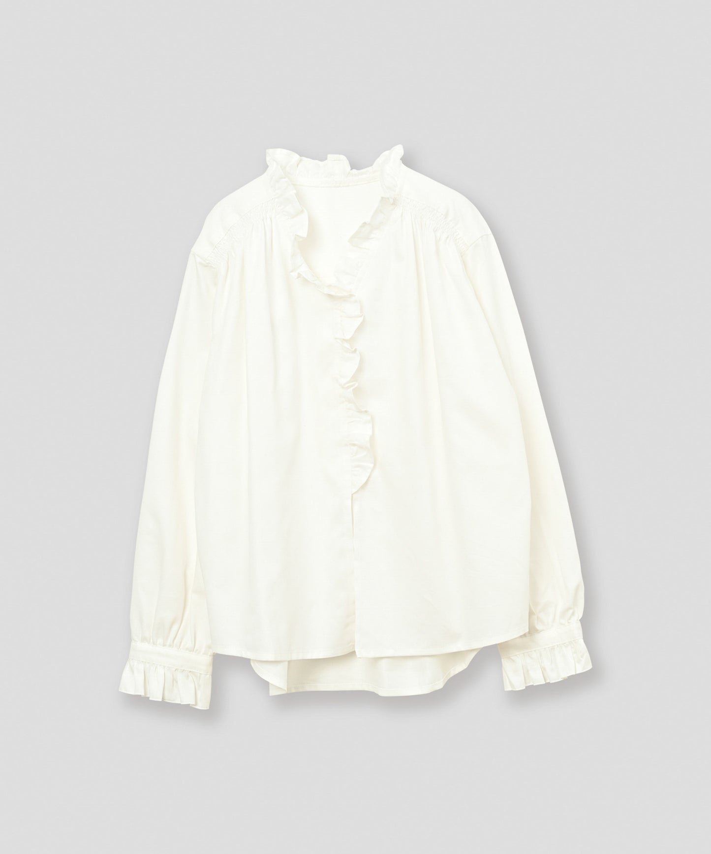 denim frill blouse / WHT26FBL4110