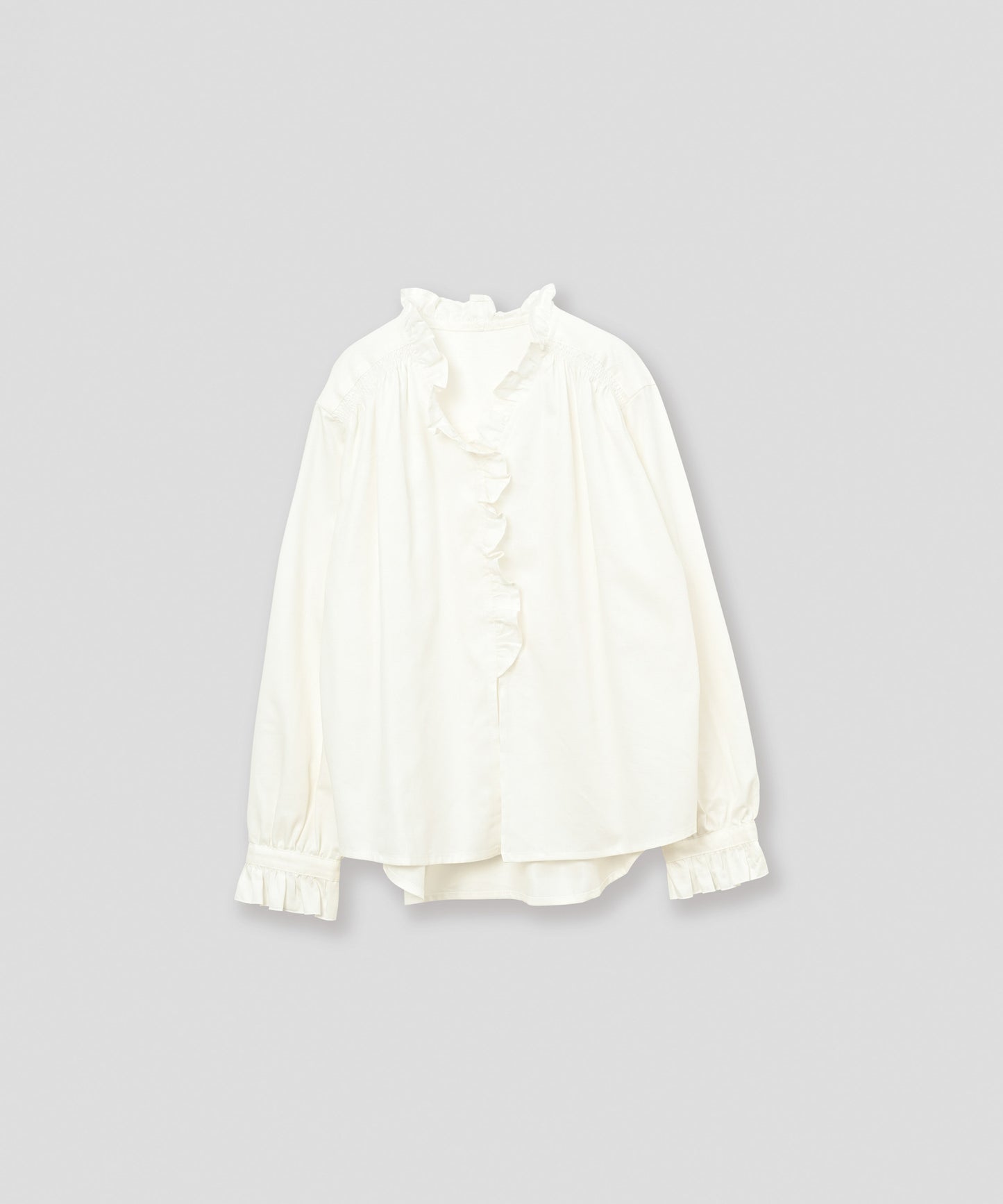denim frill blouse / WHT26FBL4110