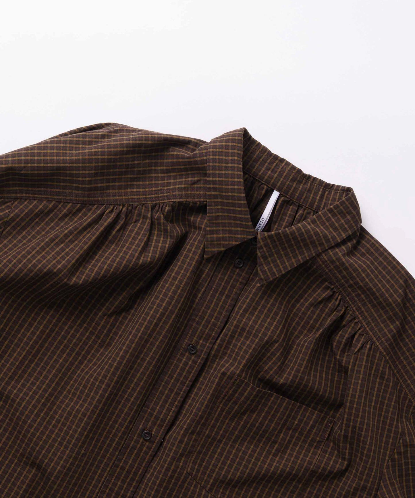 check pattern volume blouse / WHT26FBL4111