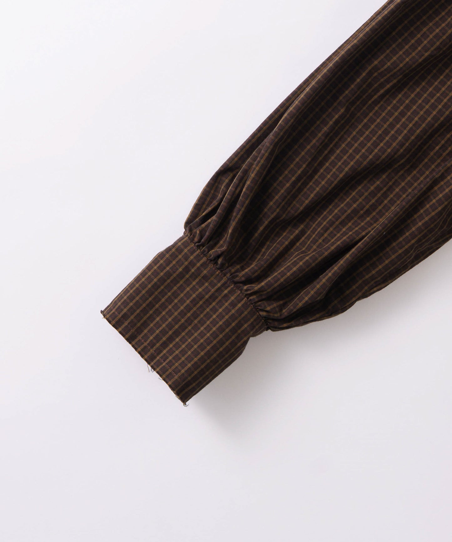 check pattern volume blouse / WHT26FBL4111
