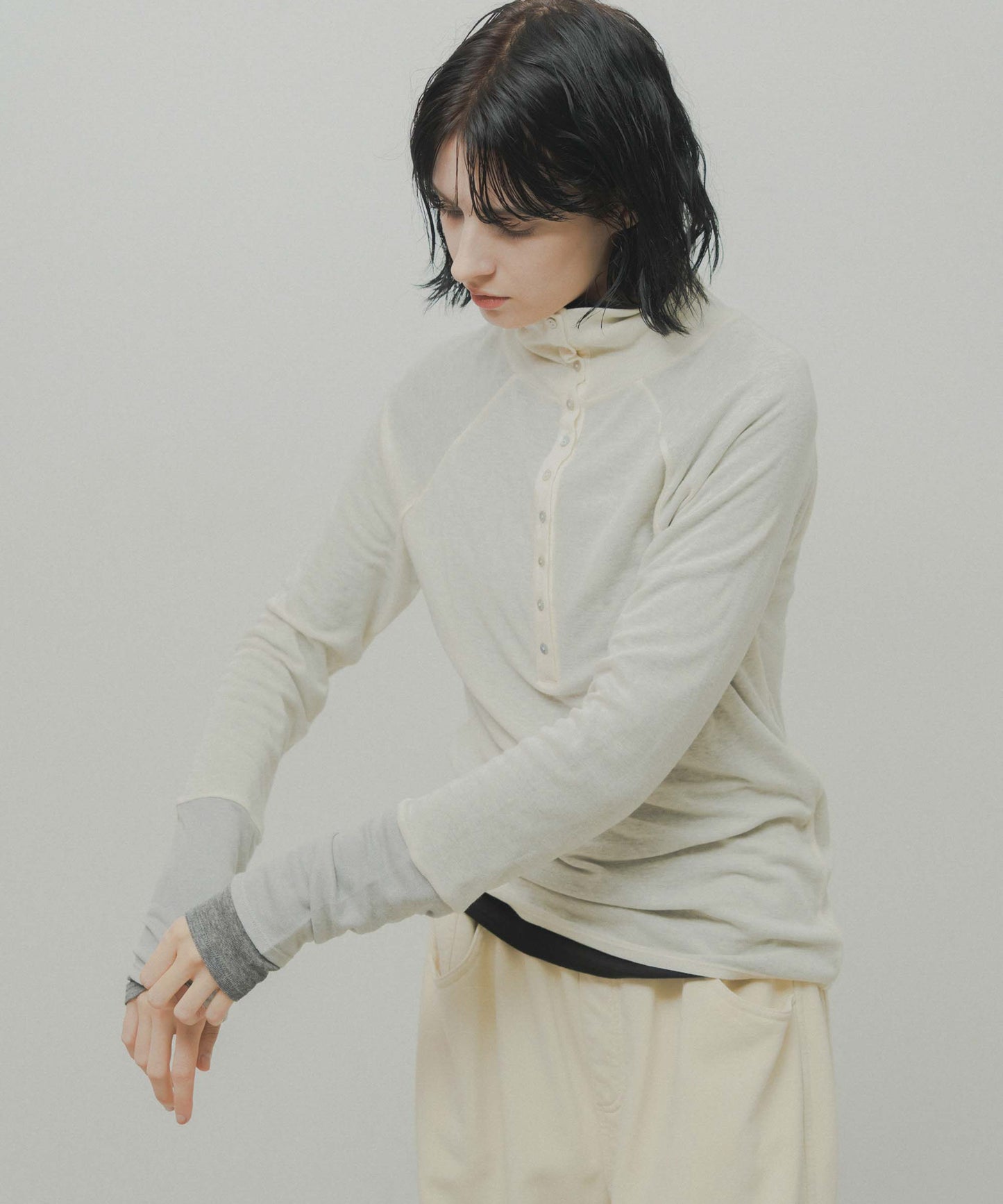 front button turtleneck / WHT26FCS4021