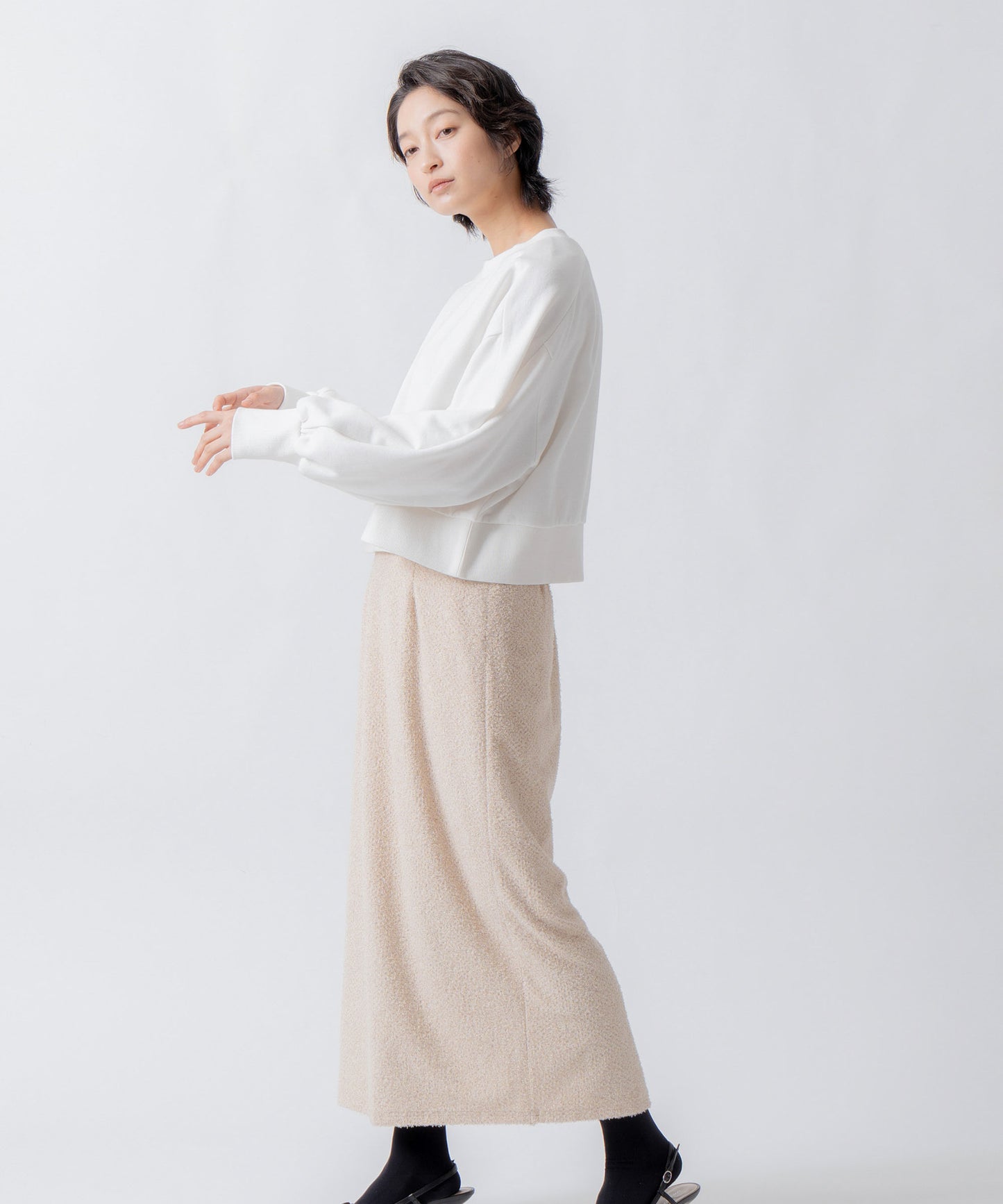 curve sleeve sweat / WHT26FCS4023
