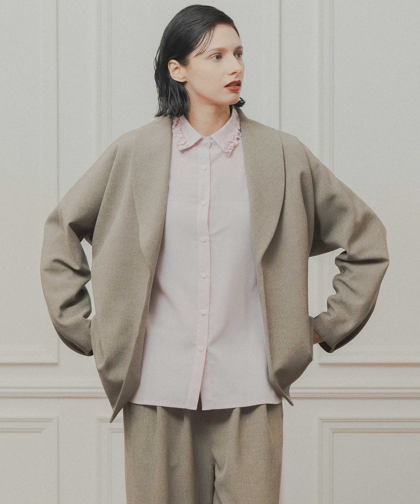 dolman sleeve tailored jacket / WHT26FJK4061