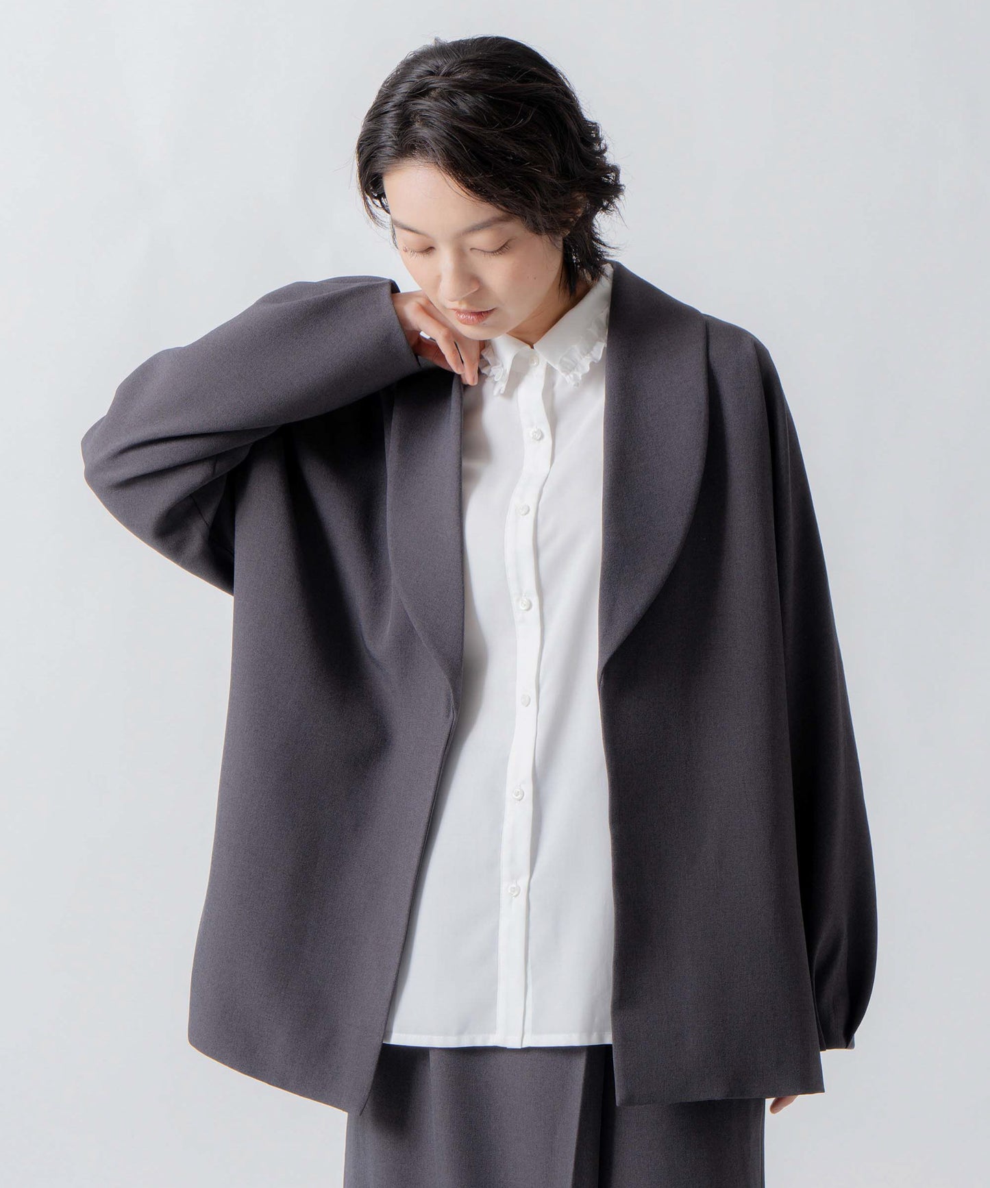 dolman sleeve tailored jacket / WHT26FJK4061