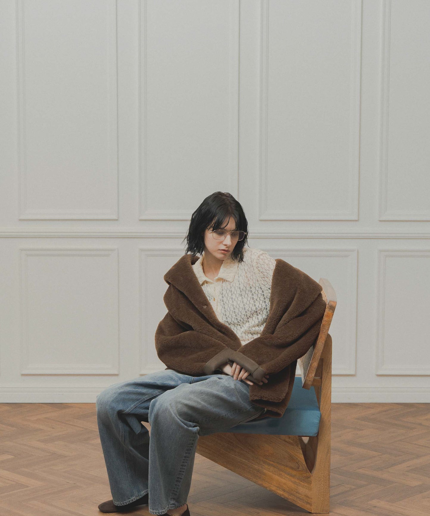 standcollar boa coat / WHT26FJK4062