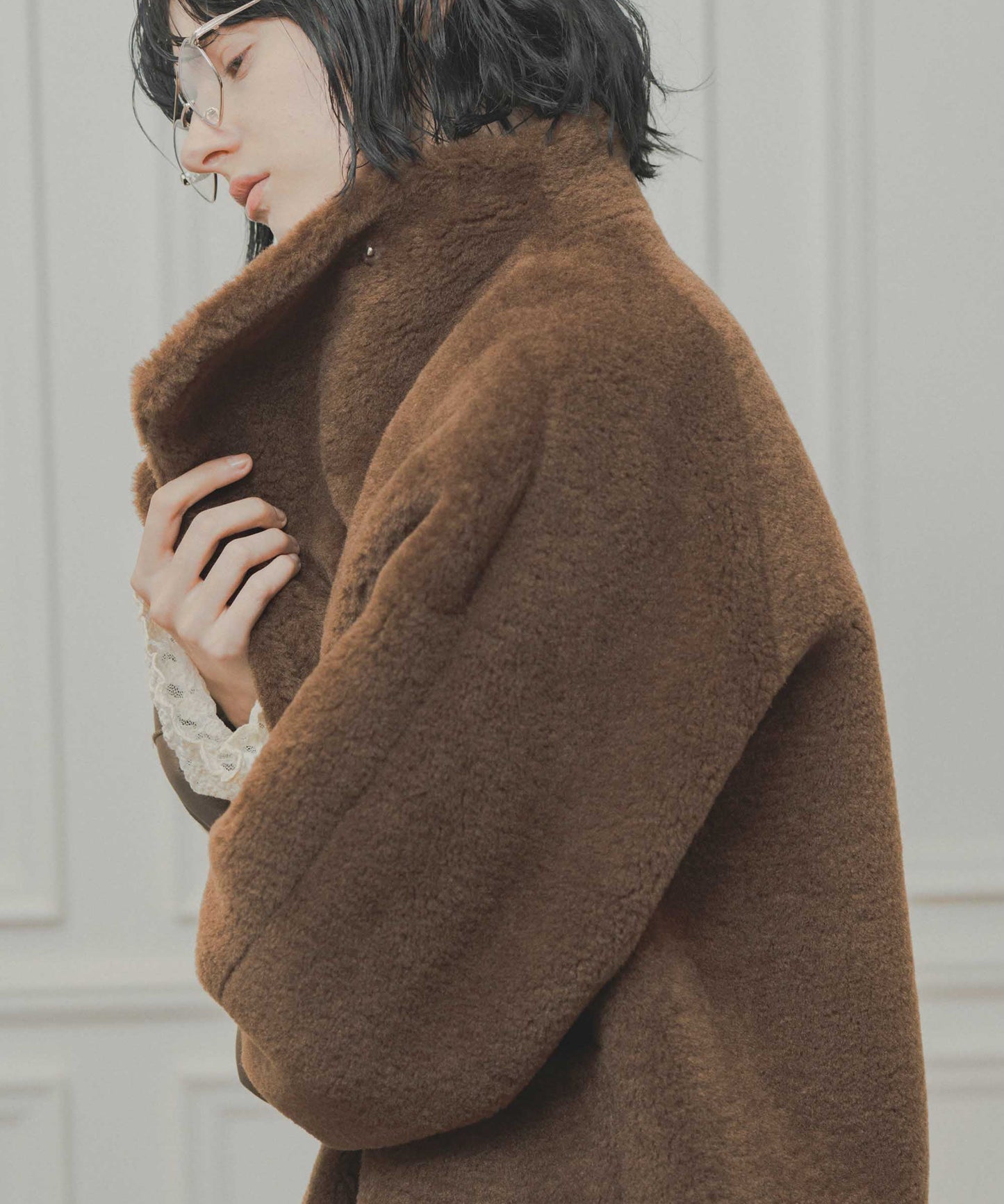 standcollar boa coat / WHT26FJK4062