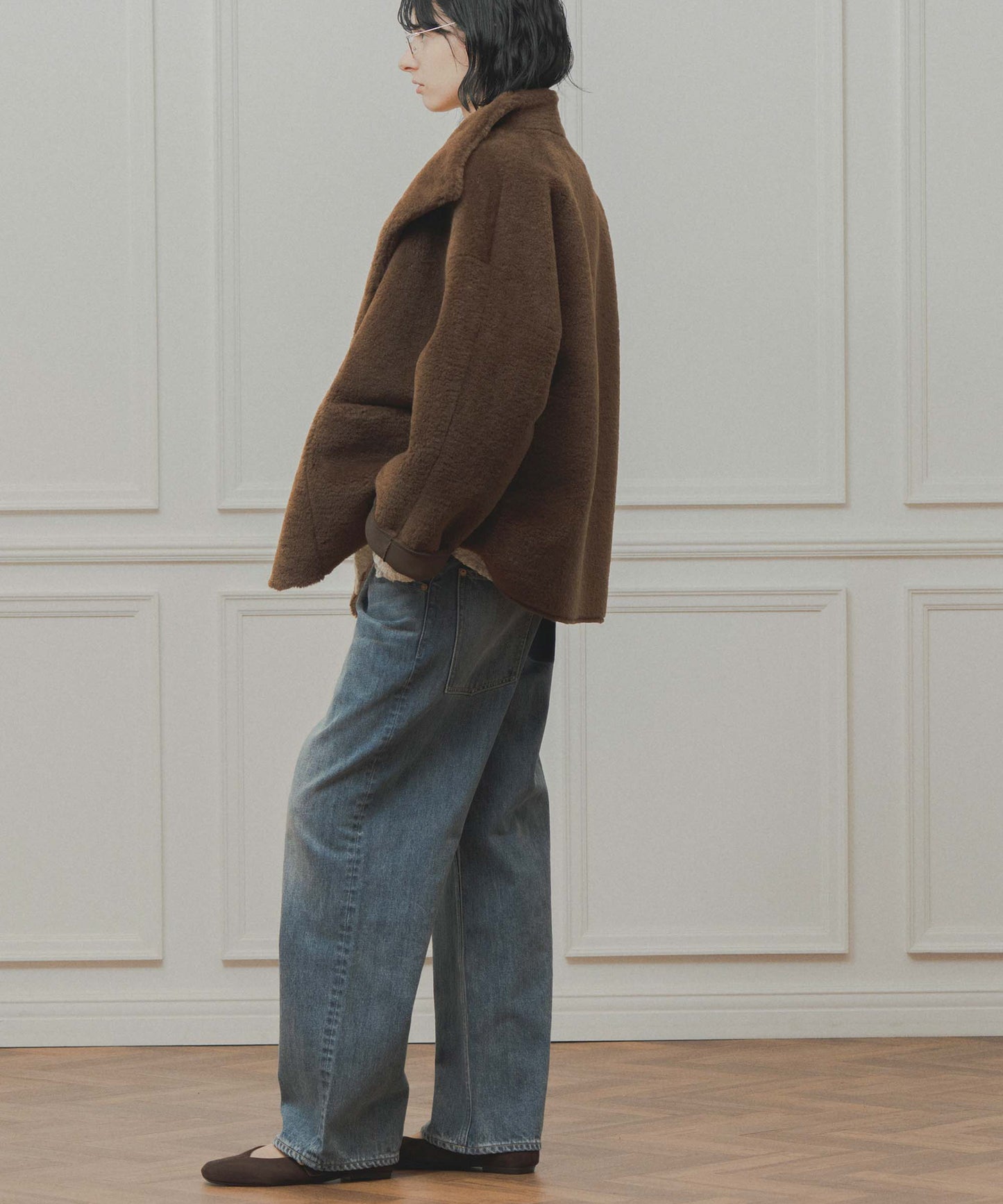 standcollar boa coat / WHT26FJK4062