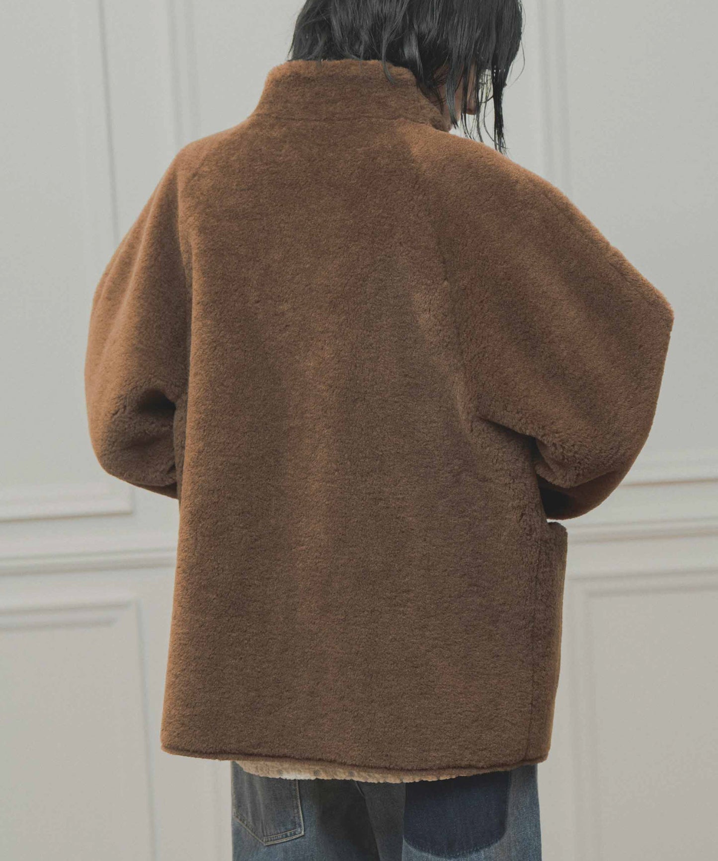 standcollar boa coat / WHT26FJK4062