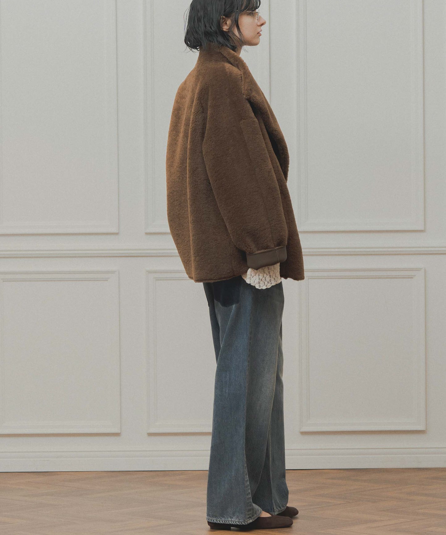 standcollar boa coat / WHT26FJK4062