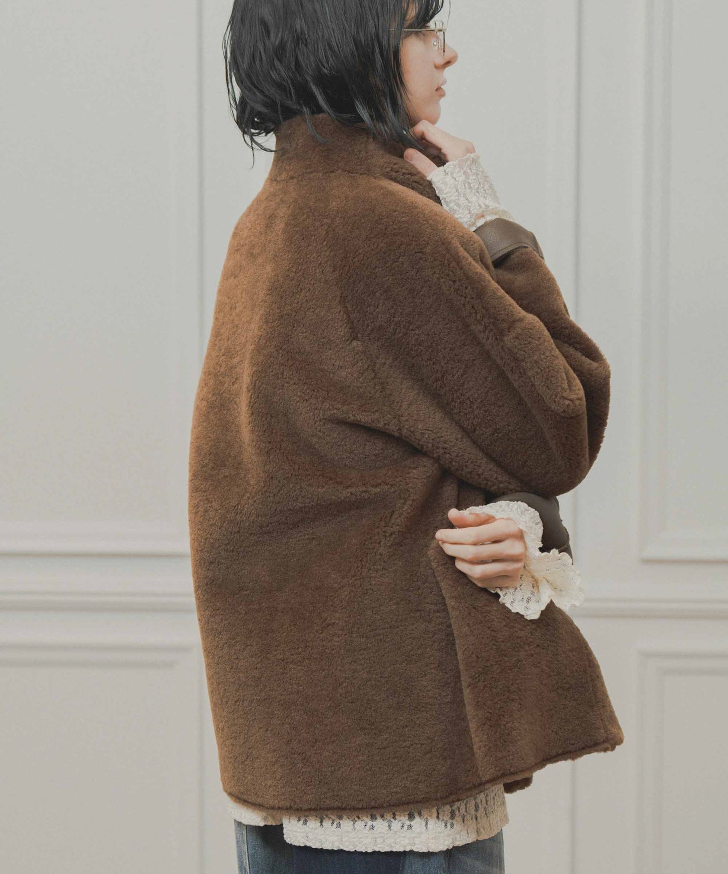 standcollar boa coat / WHT26FJK4062