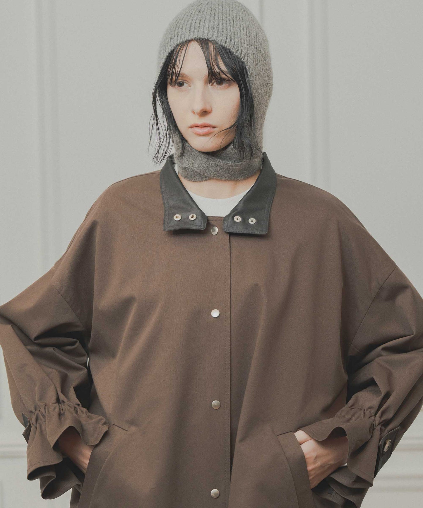 standcollar tent coat / WHT26FJK4063
