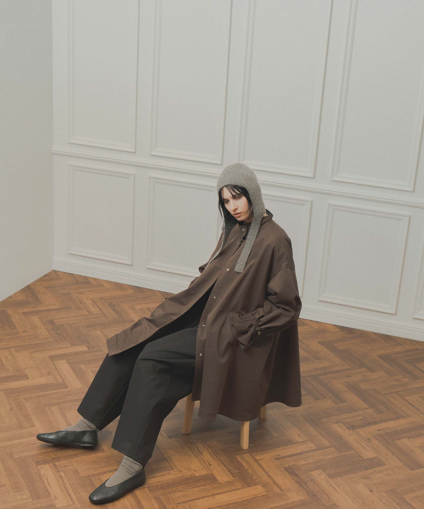 standcollar tent coat / WHT26FJK4063
