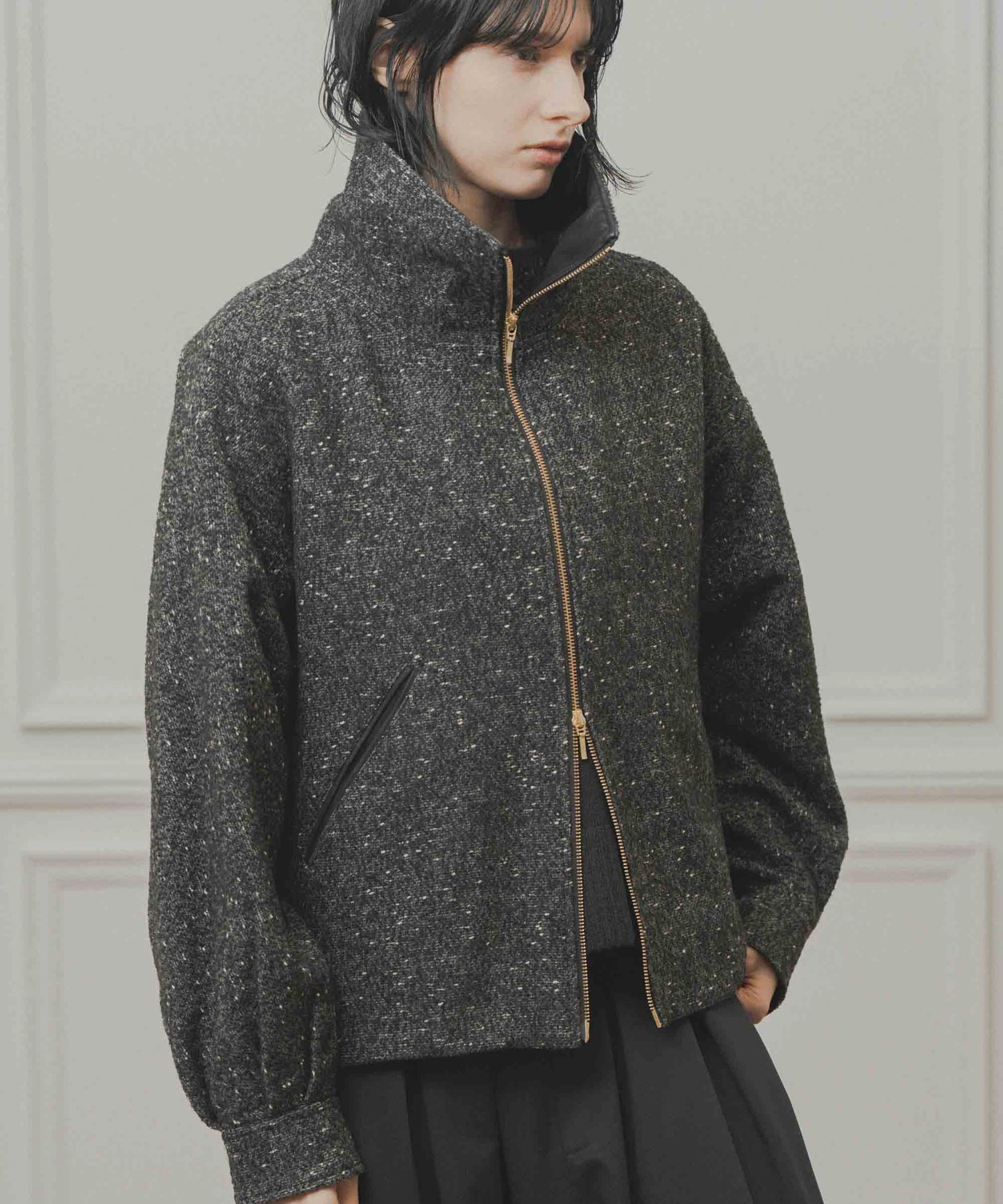 nep wool zip blouson / WHT26FJK4064