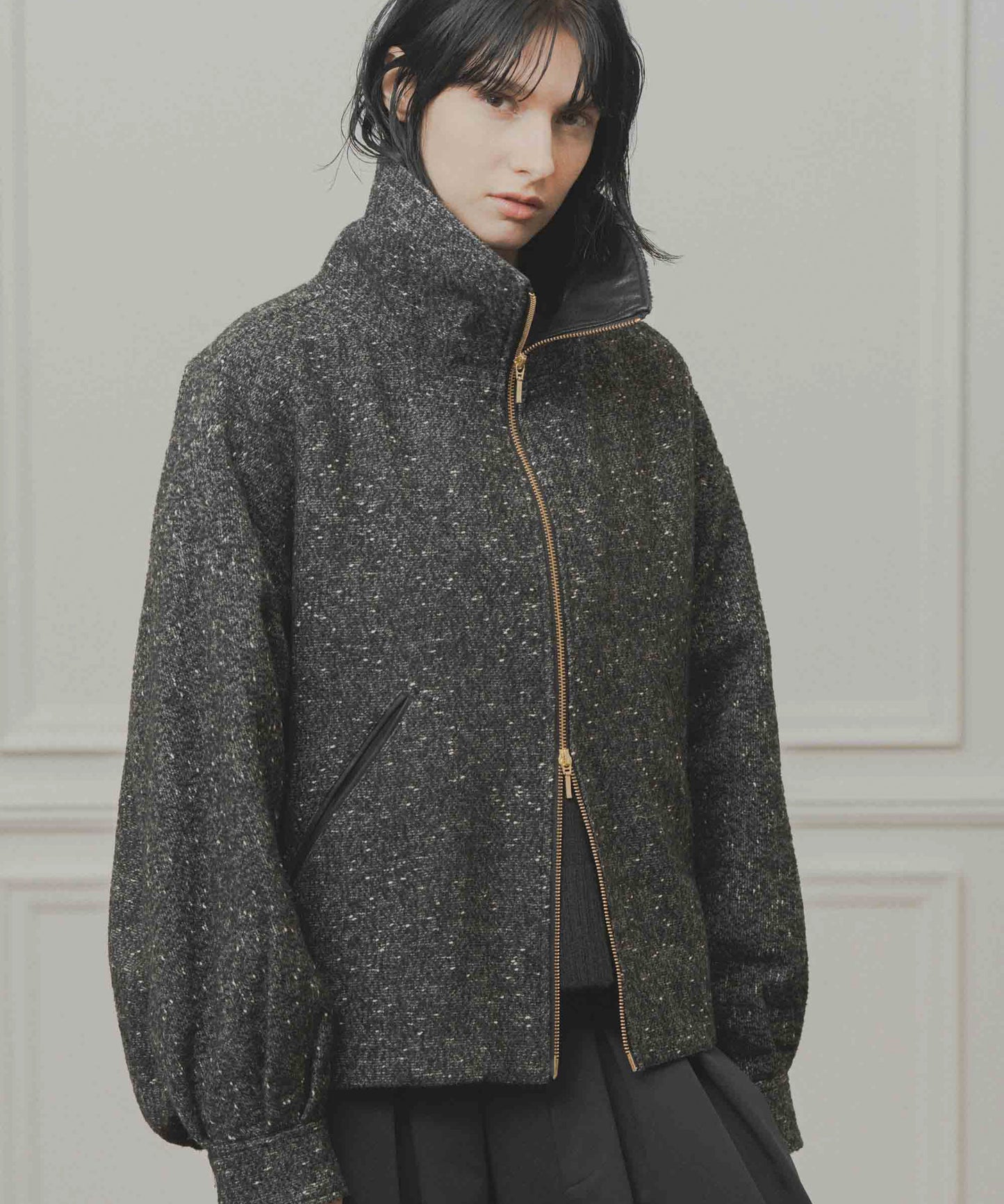 nep wool zip blouson / WHT26FJK4064