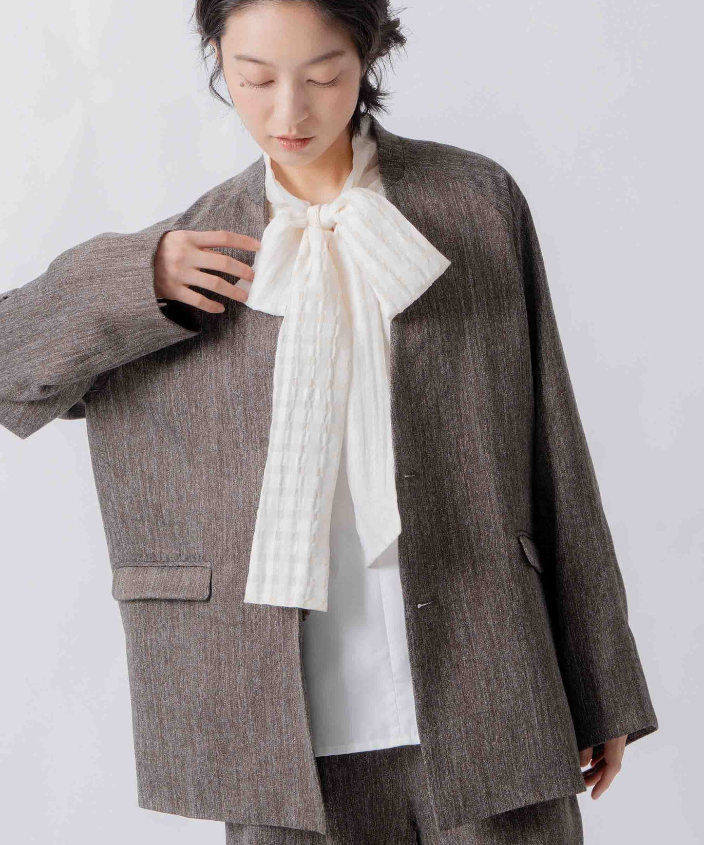 tweed satin over jacket / WHT26FJK4066