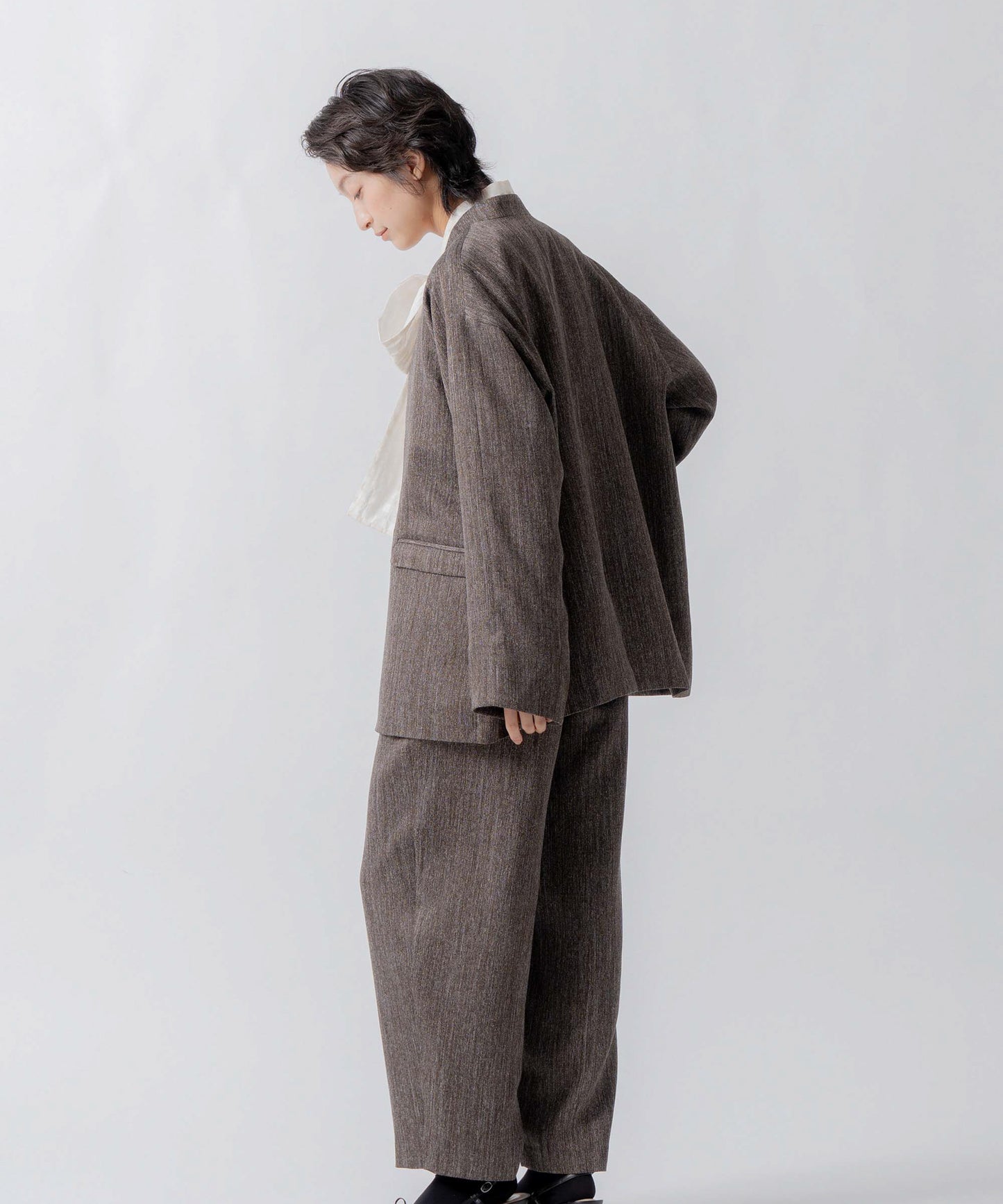 tweed satin over jacket / WHT26FJK4066