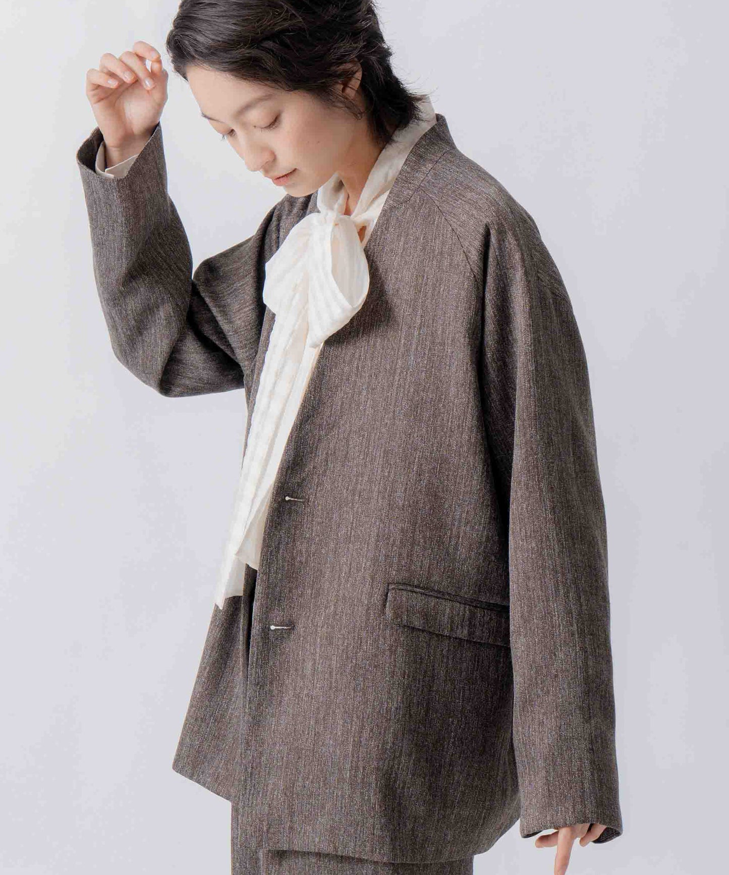 tweed satin over jacket / WHT26FJK4066