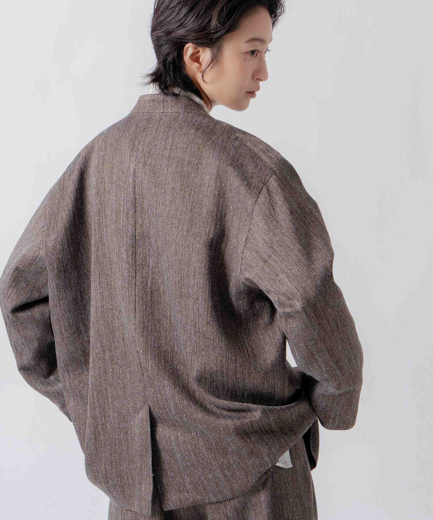 tweed satin over jacket / WHT26FJK4066