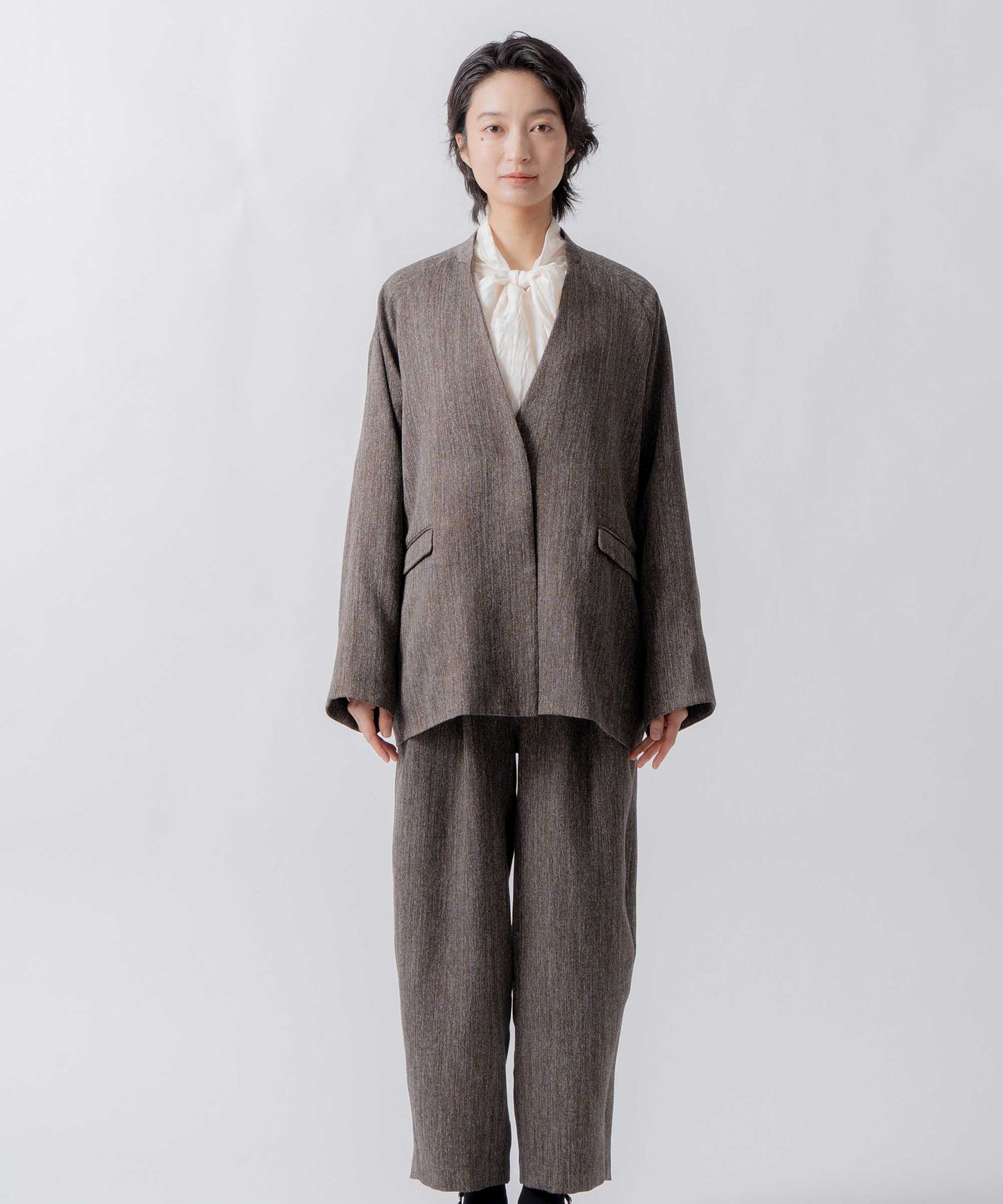 tweed satin over jacket / WHT26FJK4066