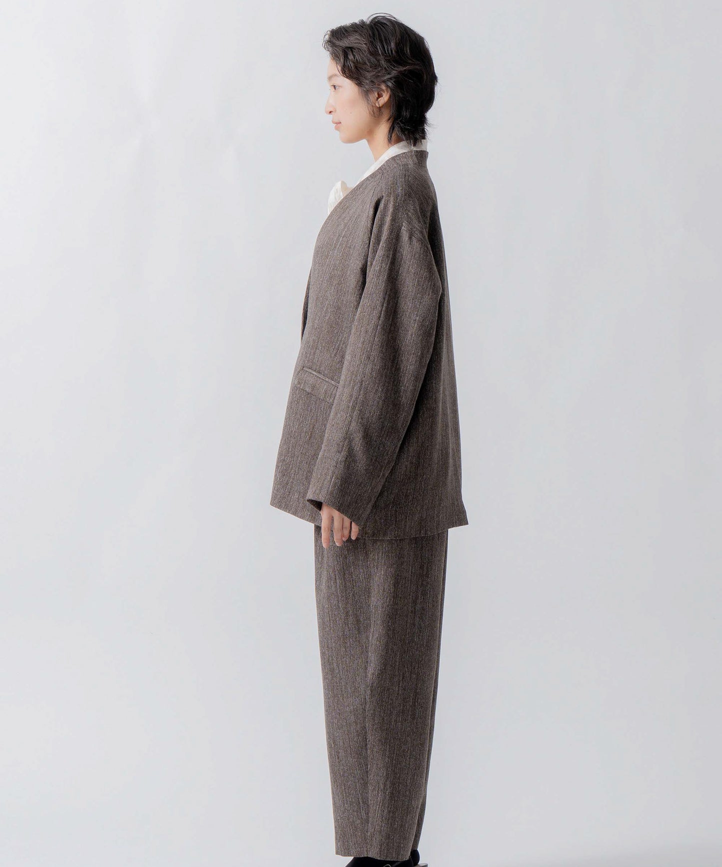 tweed satin over jacket / WHT26FJK4066