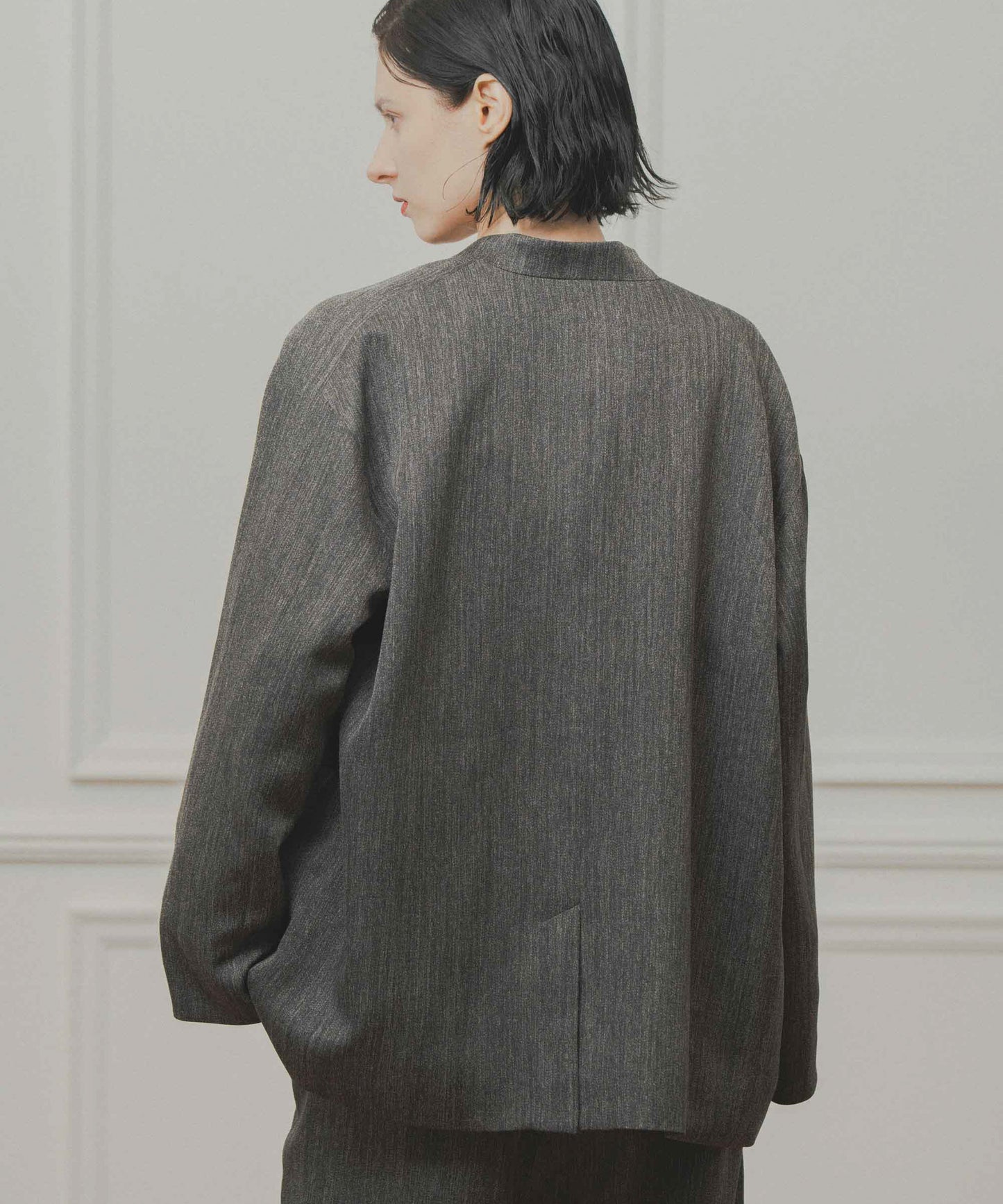 tweed satin over jacket / WHT26FJK4066