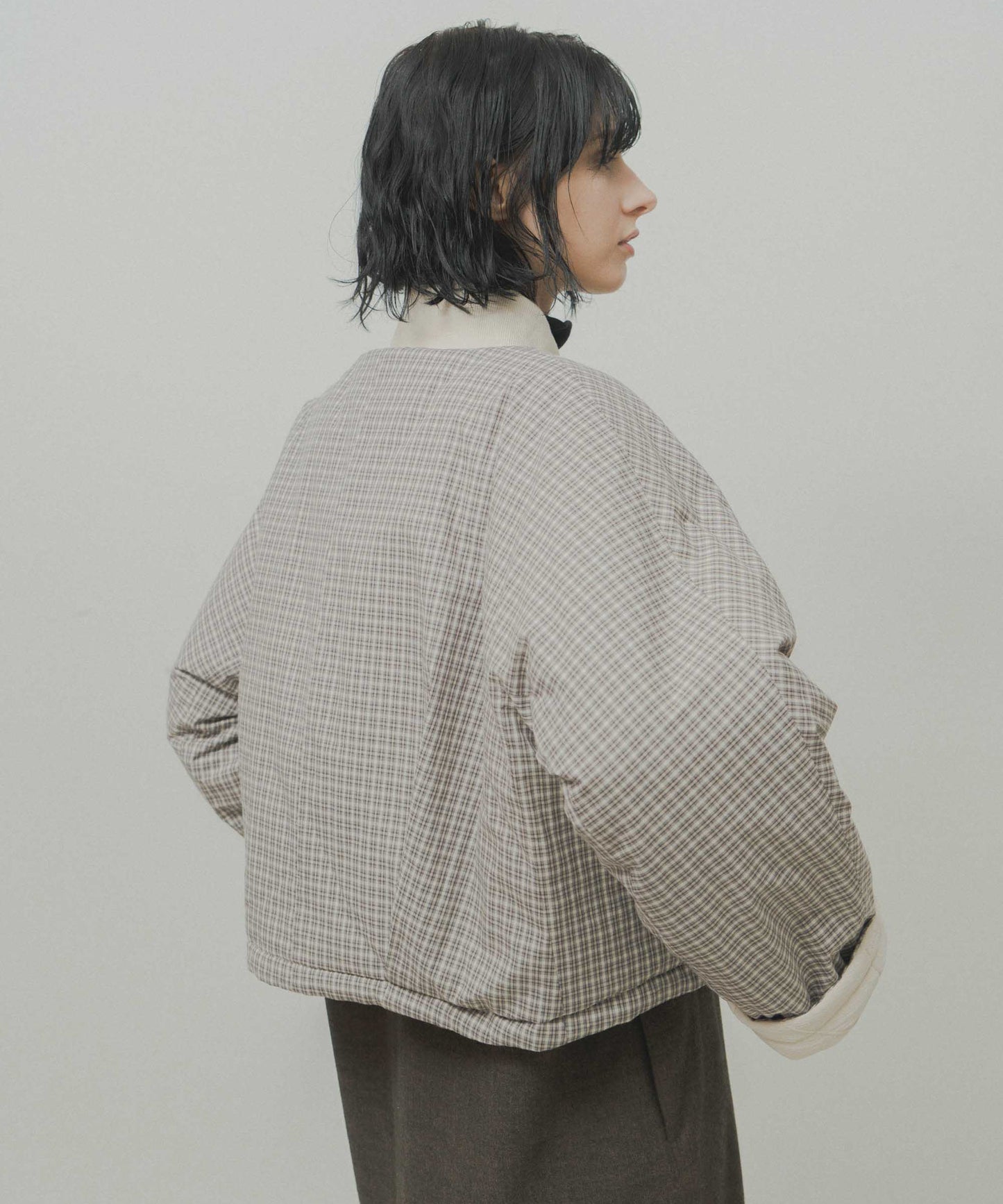 check pattern reversible jacket / WHT26FJK4067