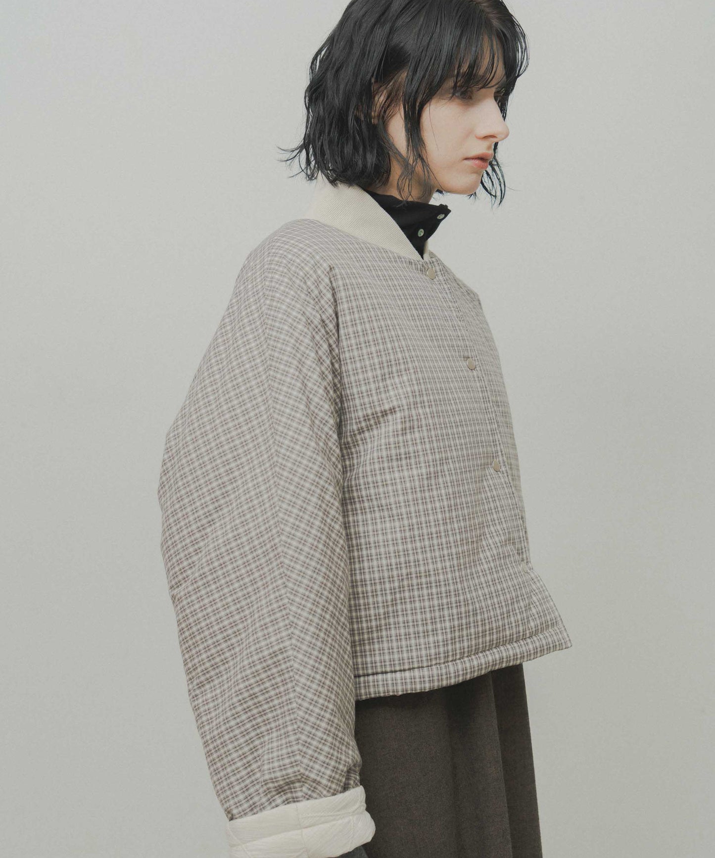 check pattern reversible jacket / WHT26FJK4067