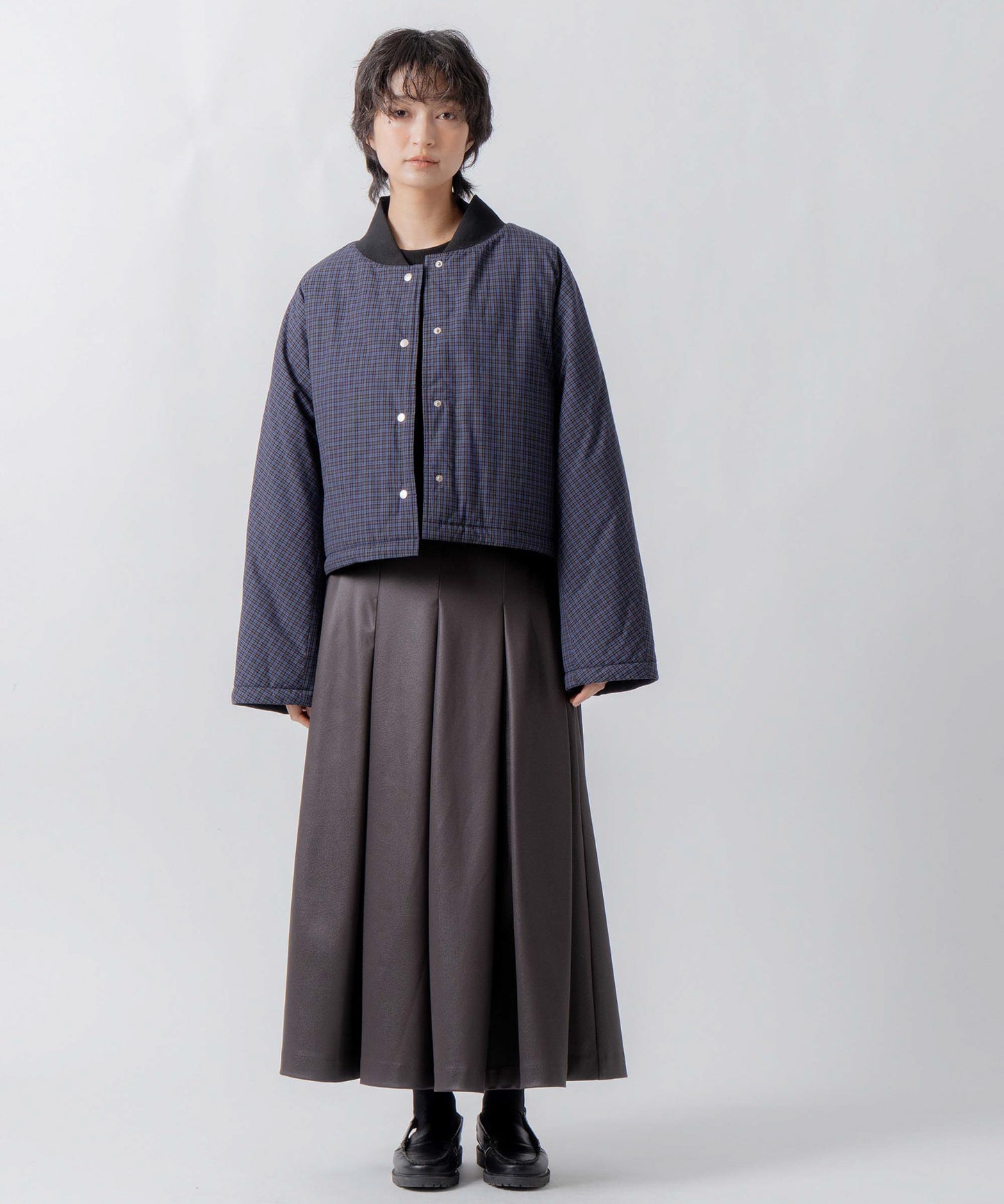 check pattern reversible jacket / WHT26FJK4067