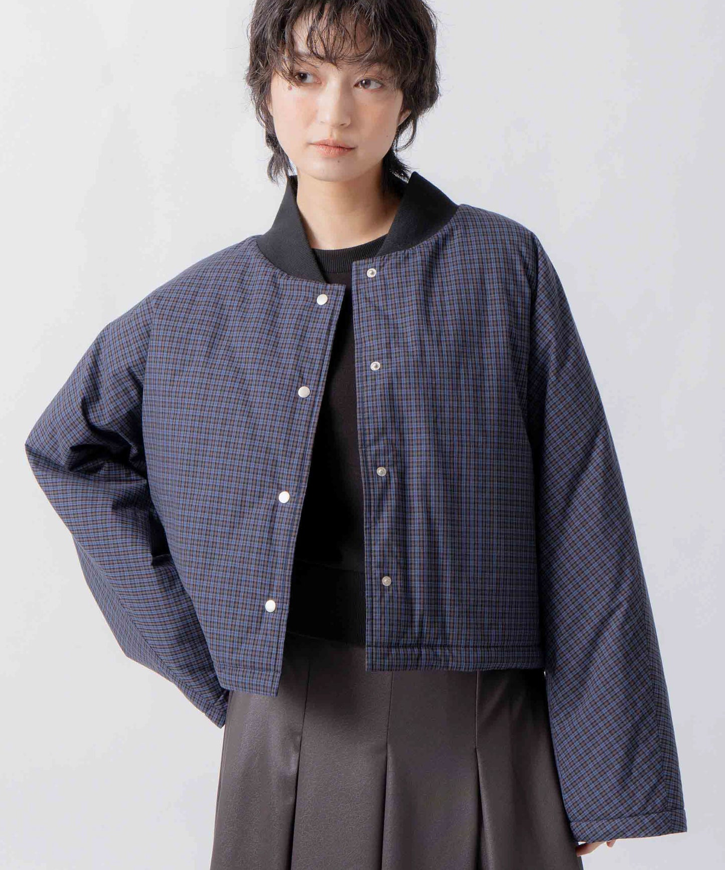 check pattern reversible jacket / WHT26FJK4067
