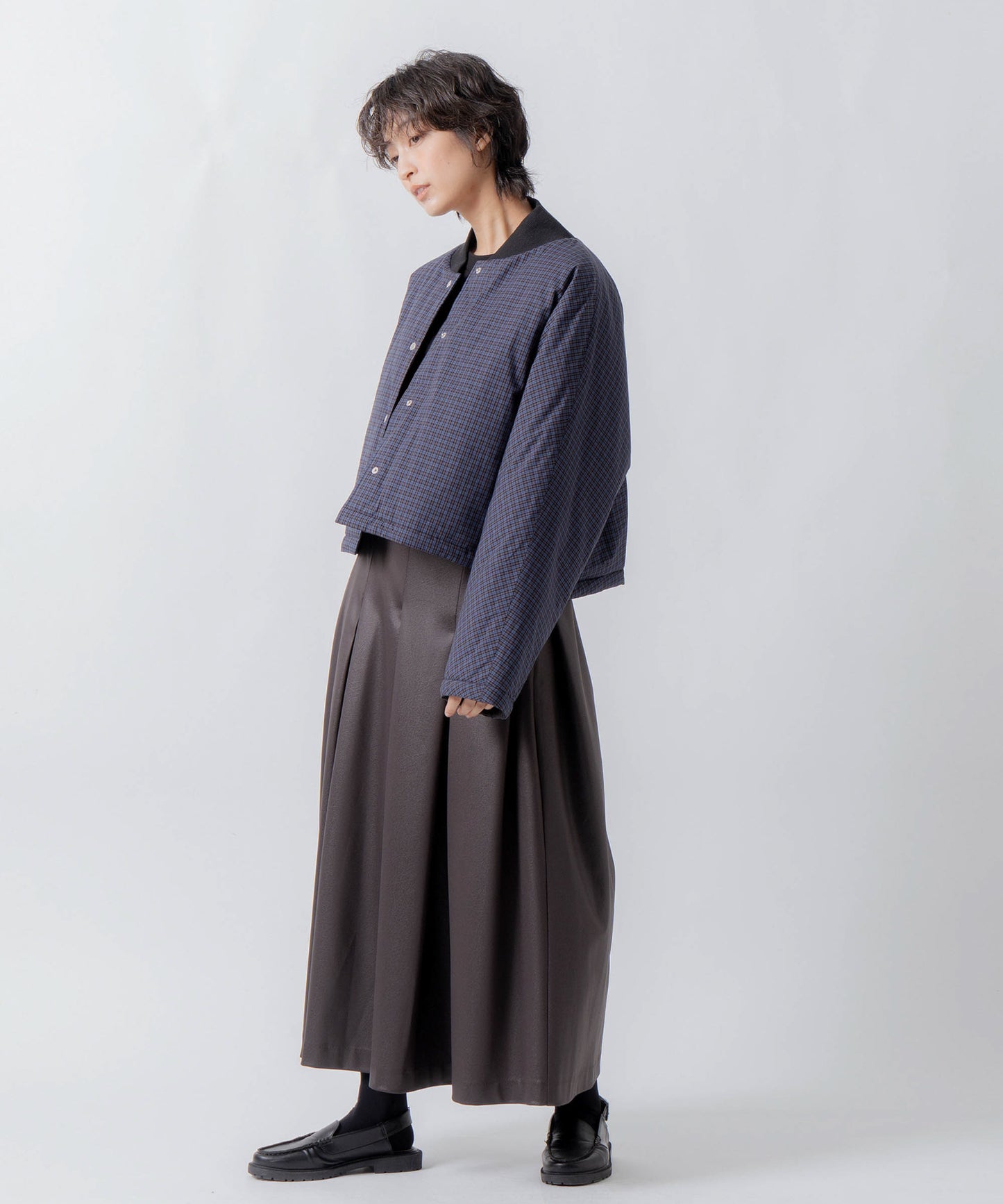 check pattern reversible jacket / WHT26FJK4067