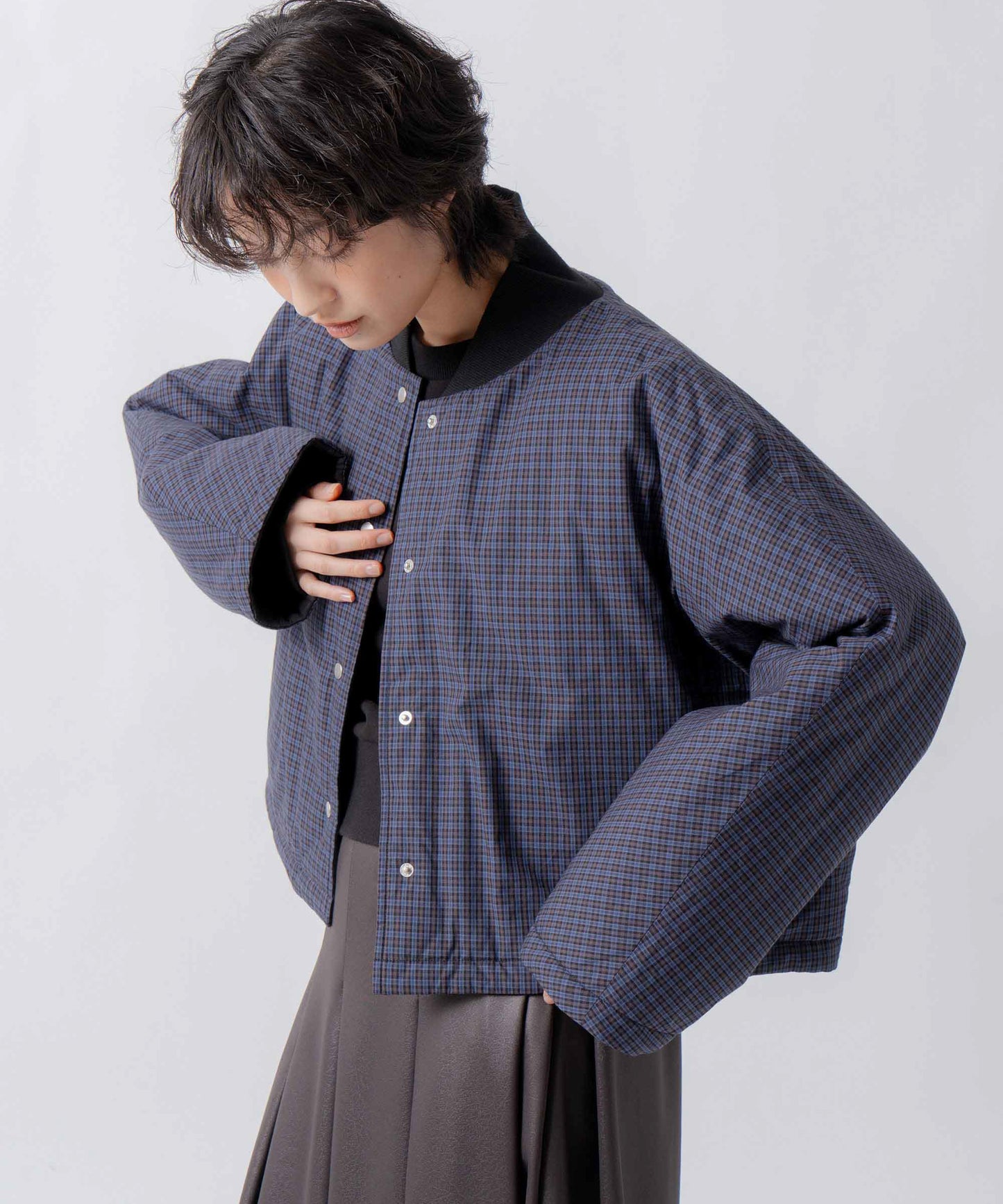 check pattern reversible jacket / WHT26FJK4067