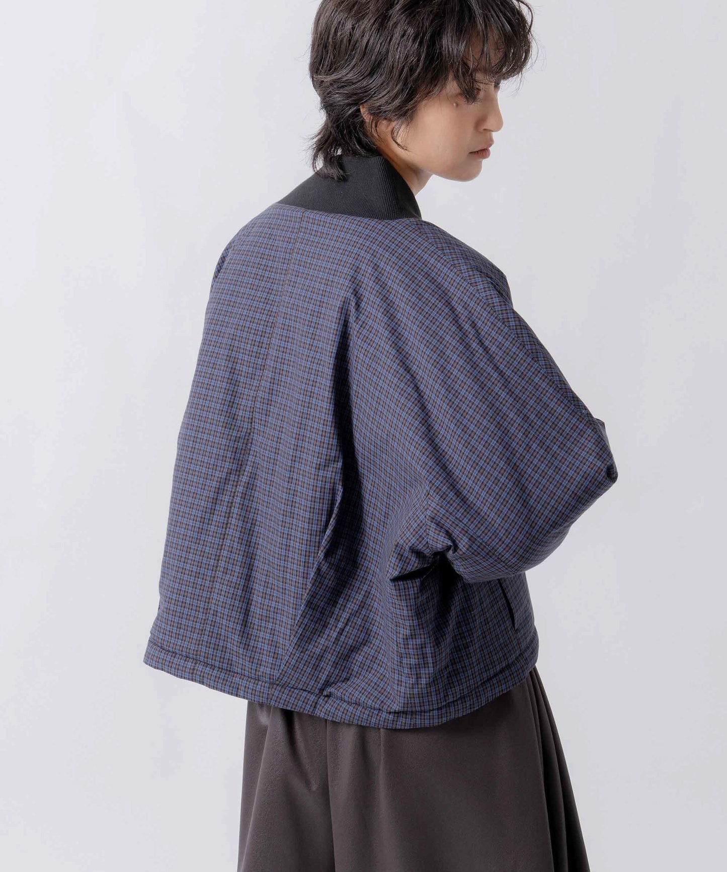 check pattern reversible jacket / WHT26FJK4067
