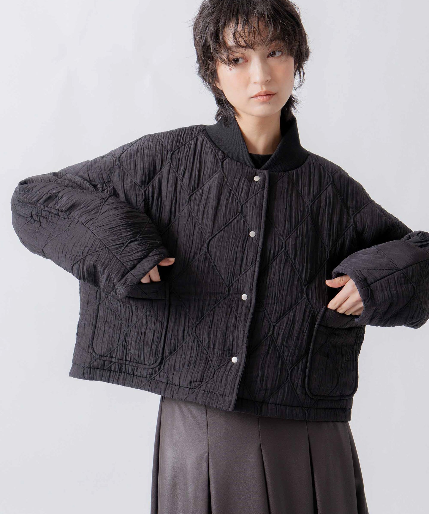 check pattern reversible jacket / WHT26FJK4067