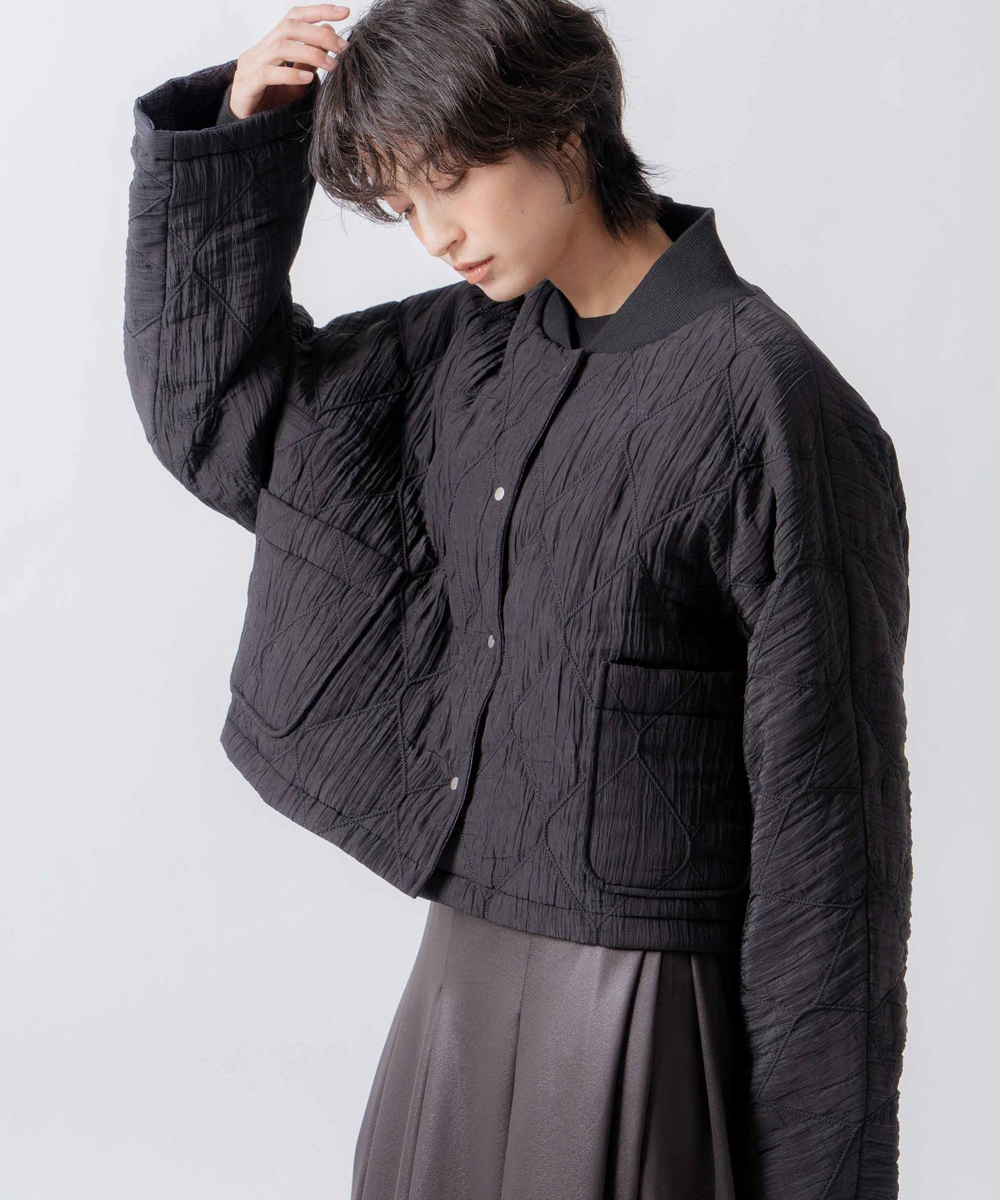 check pattern reversible jacket / WHT26FJK4067