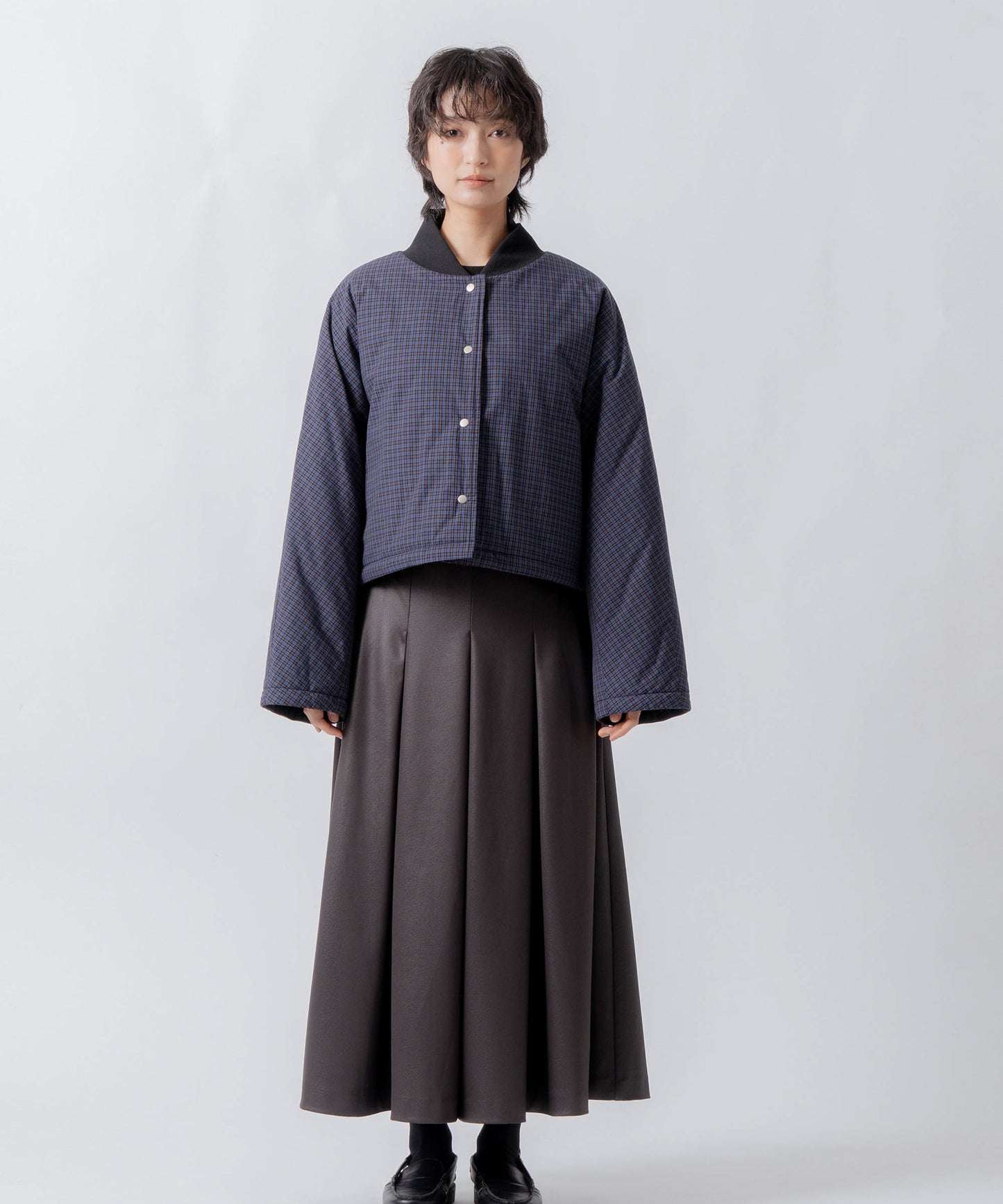 check pattern reversible jacket / WHT26FJK4067