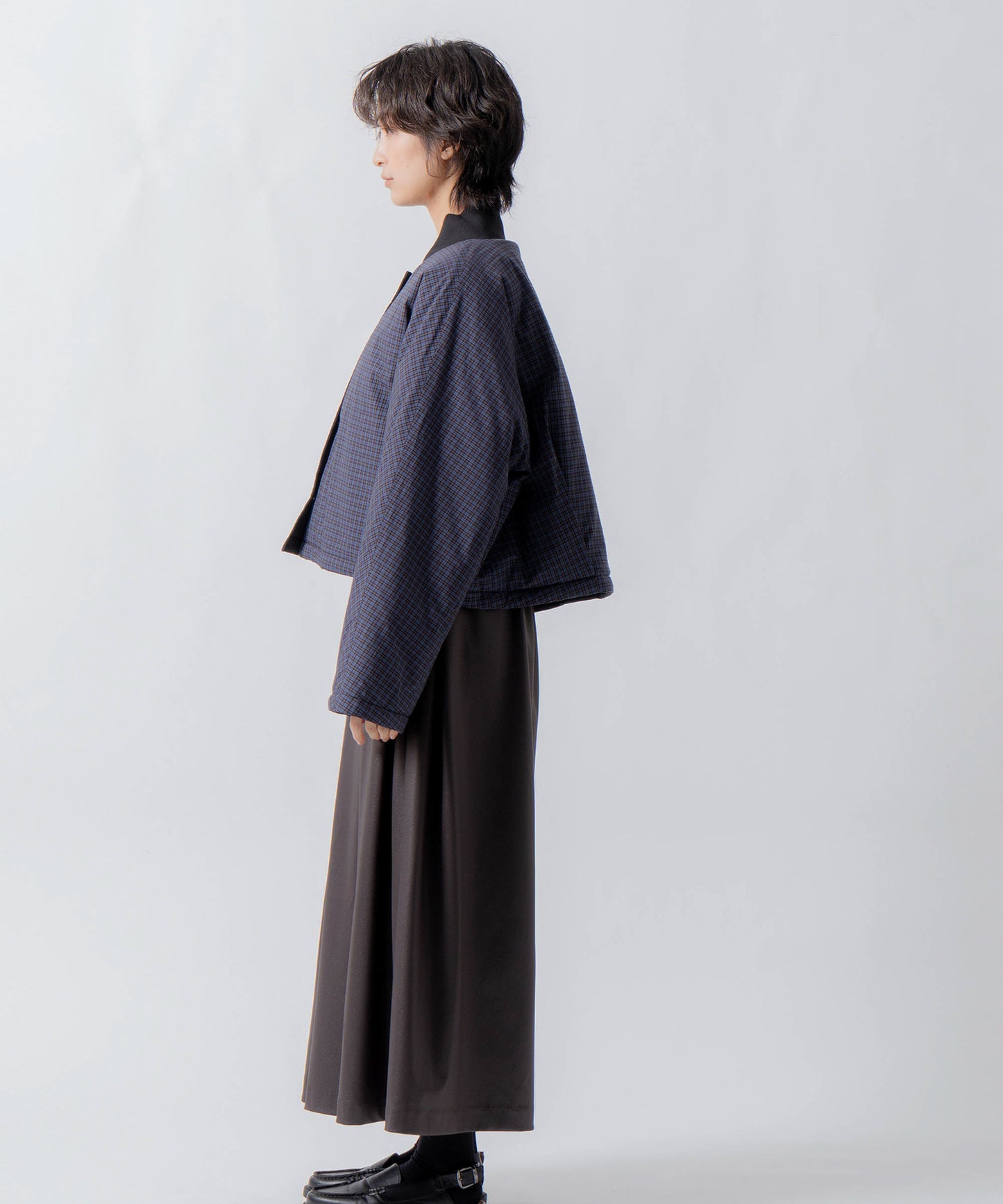 check pattern reversible jacket / WHT26FJK4067